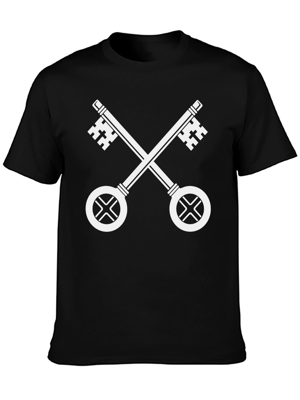 Crossed Keys Black T-Shirt - Papal Symbol
