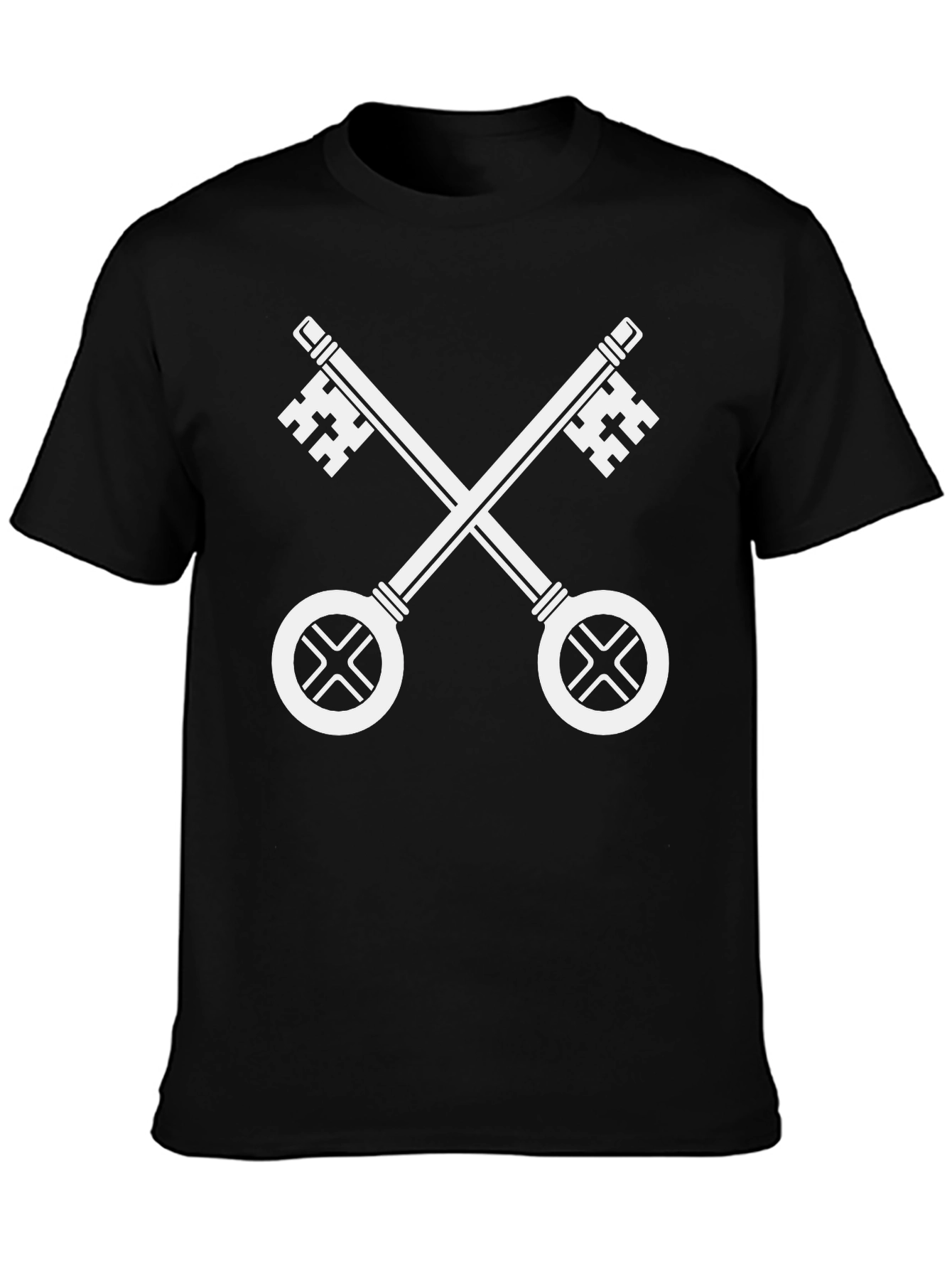 Crossed Keys Black T-Shirt - Papal Symbol