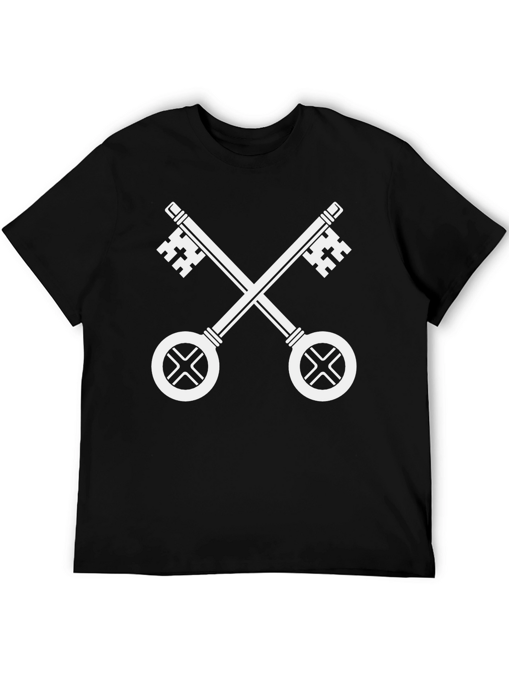 Crossed Keys Black T-Shirt - Papal Symbol