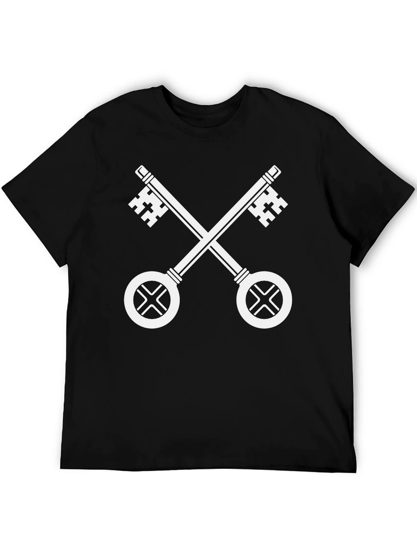 Crossed Keys Black T-Shirt - Papal Symbol
