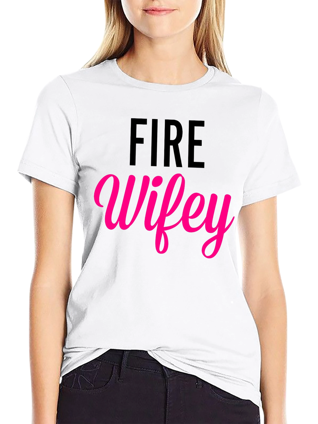 Fire Wifey T-Shirt - Black Cotton Blend Tee