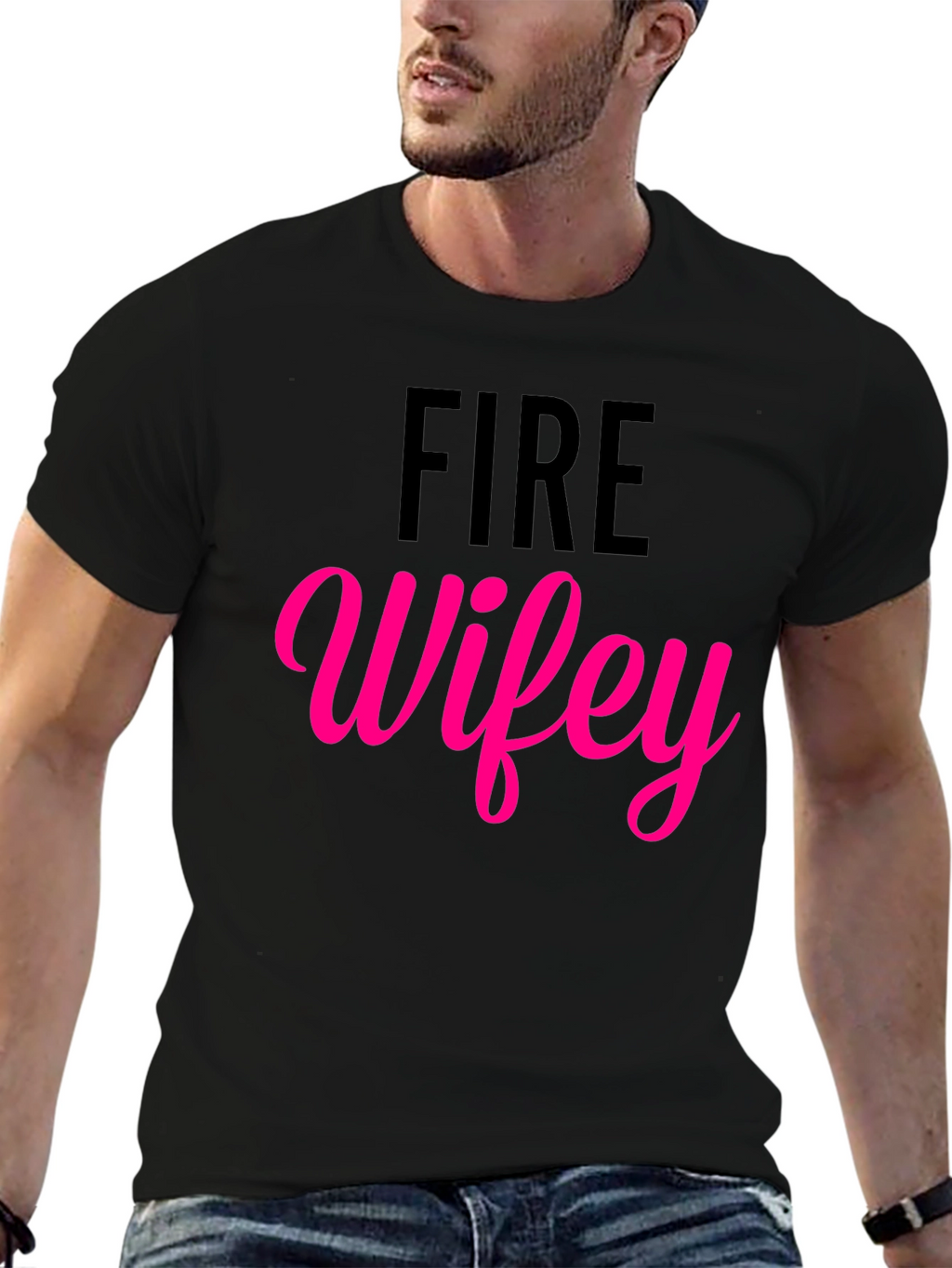 Fire Wifey T-Shirt - Black Cotton Blend Tee