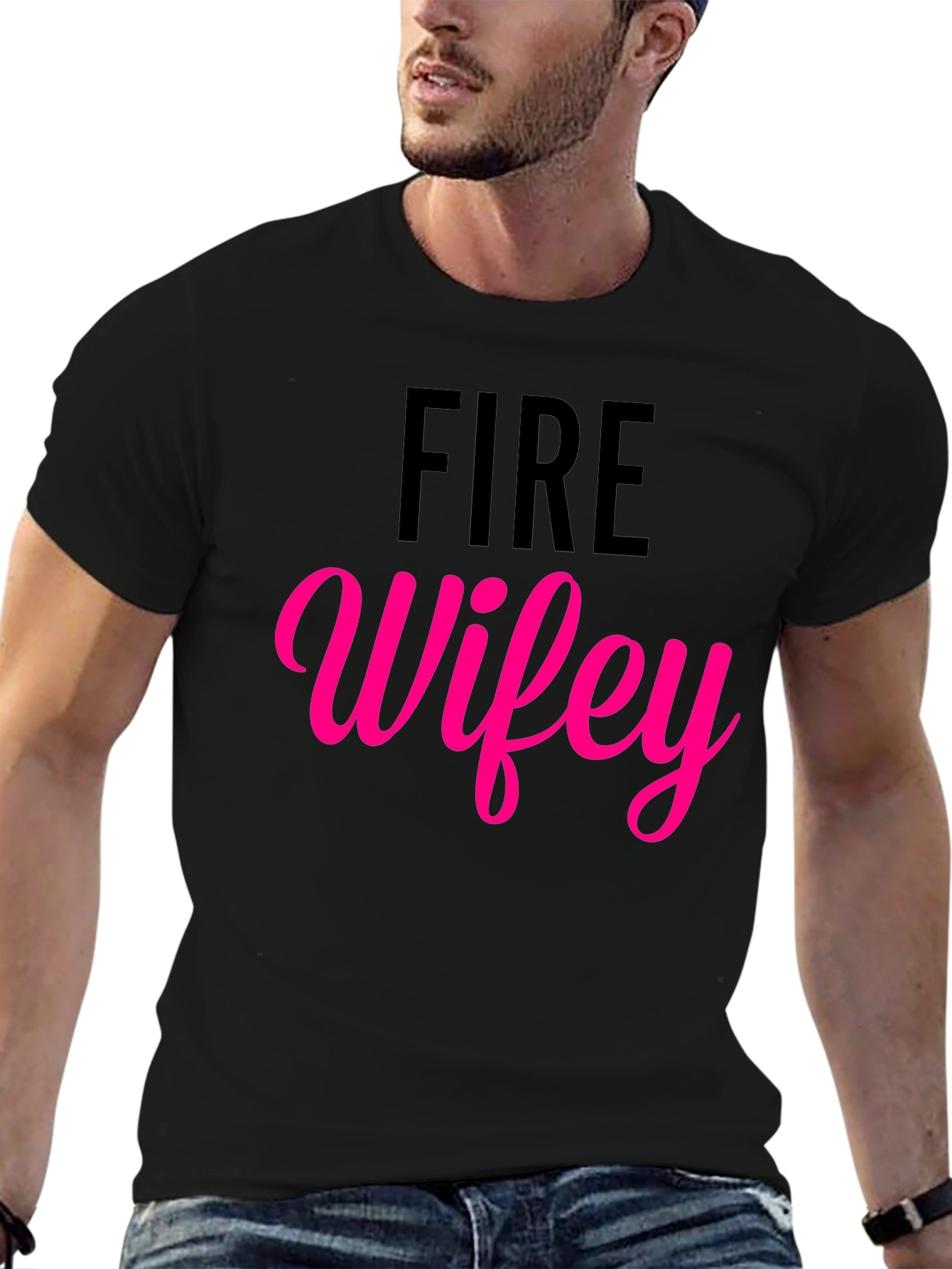 Fire Wifey T-Shirt - Black Cotton Blend Tee