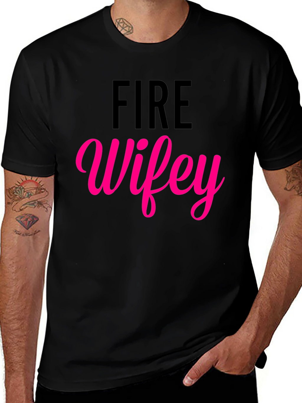 Fire Wifey T-Shirt - Black Cotton Blend Tee