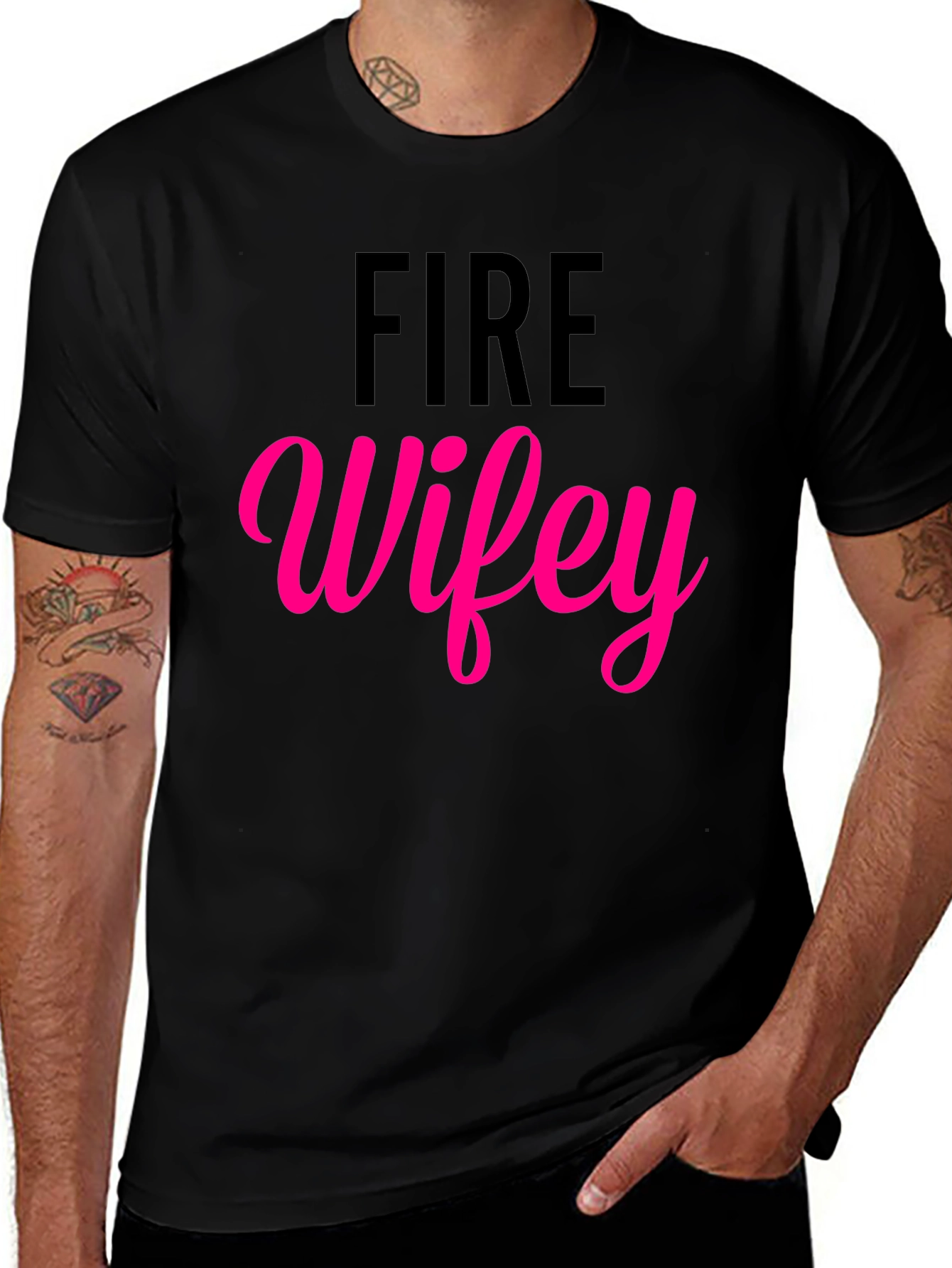 Fire Wifey T-Shirt - Black Cotton Blend Tee