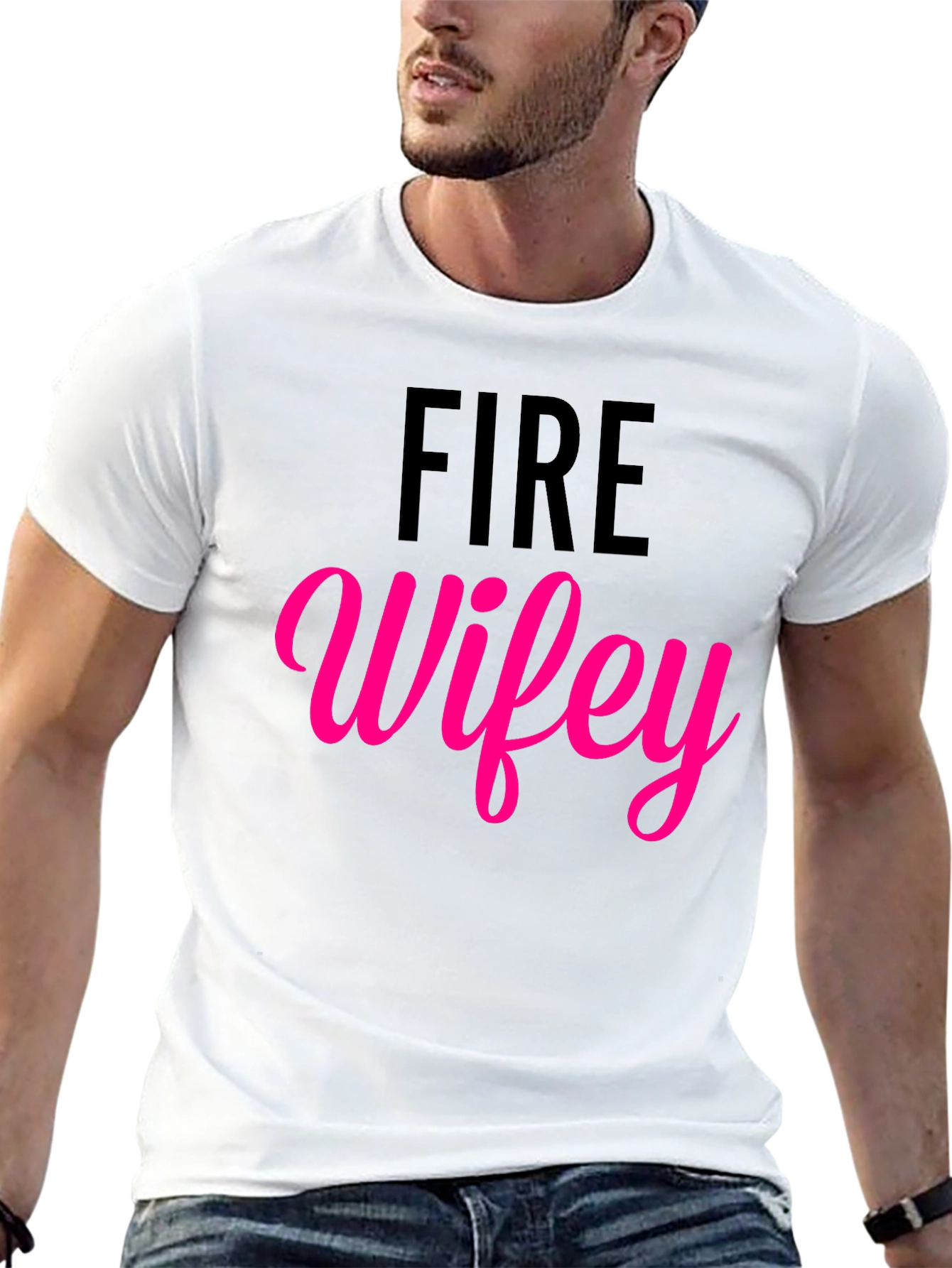 Fire Wifey T-Shirt - Black Cotton Blend Tee