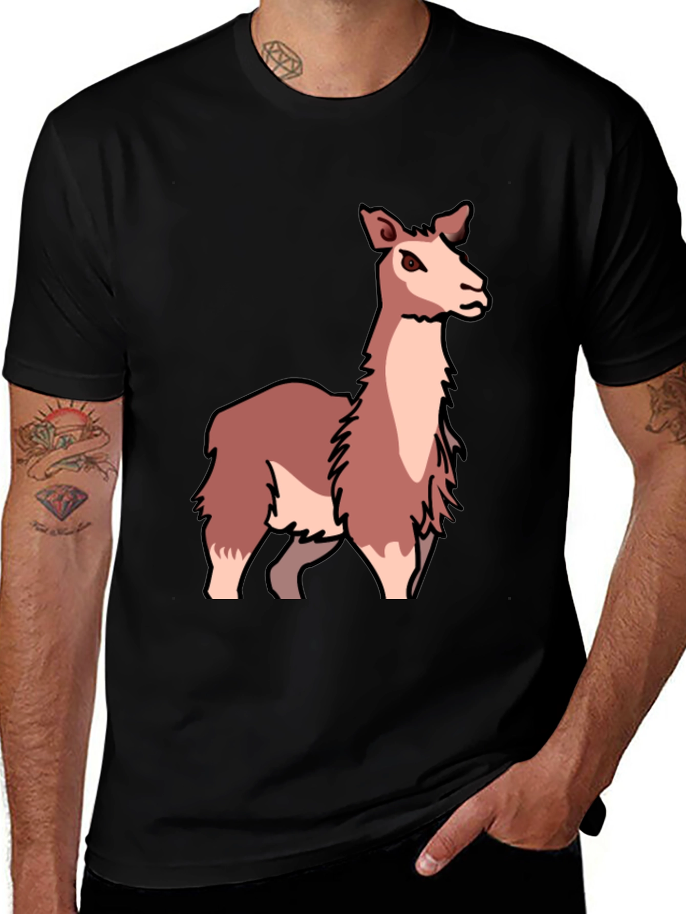Llama Graphic Tee - Soft & Stylish Black T-Shirt