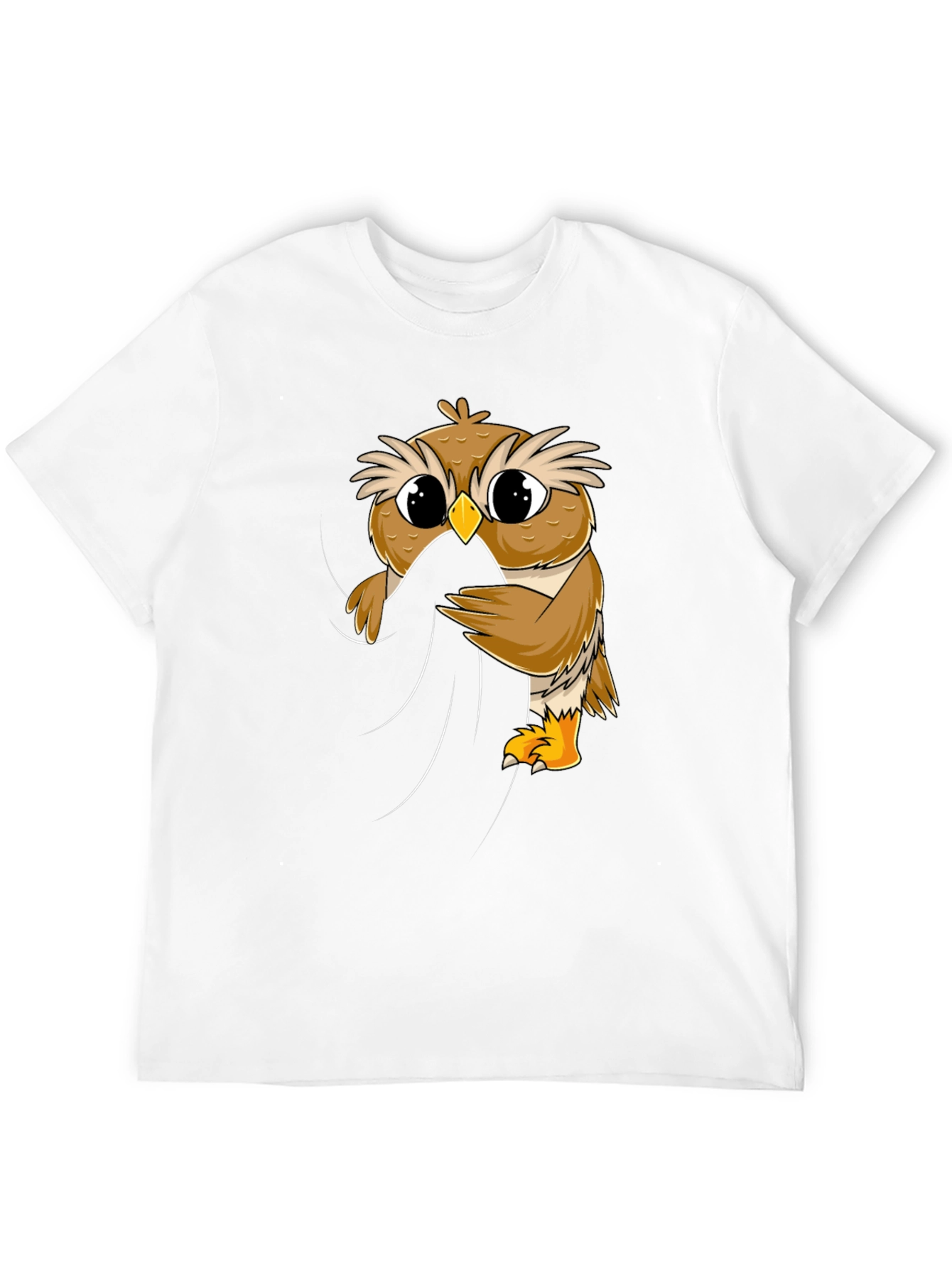 Cute Owl Peeking Black T-Shirt