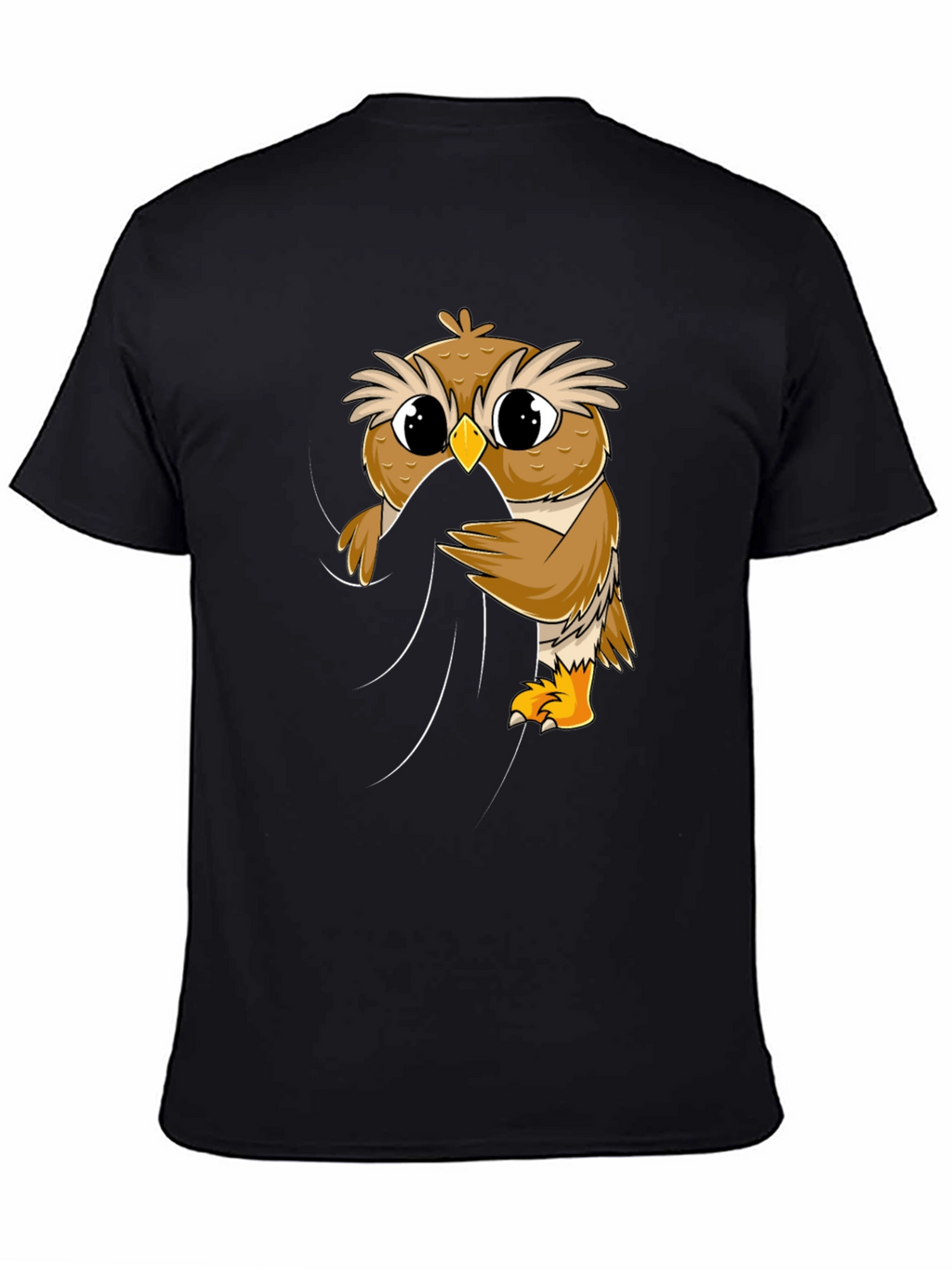 Cute Owl Peeking Black T-Shirt