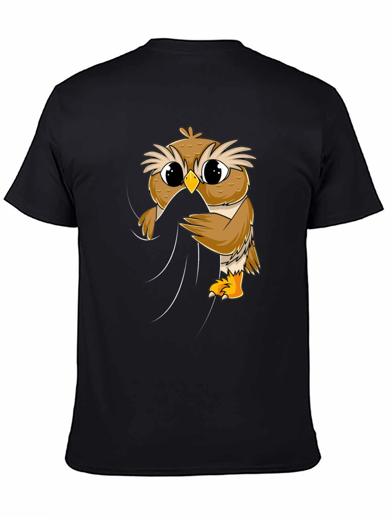 Cute Owl Peeking Black T-Shirt