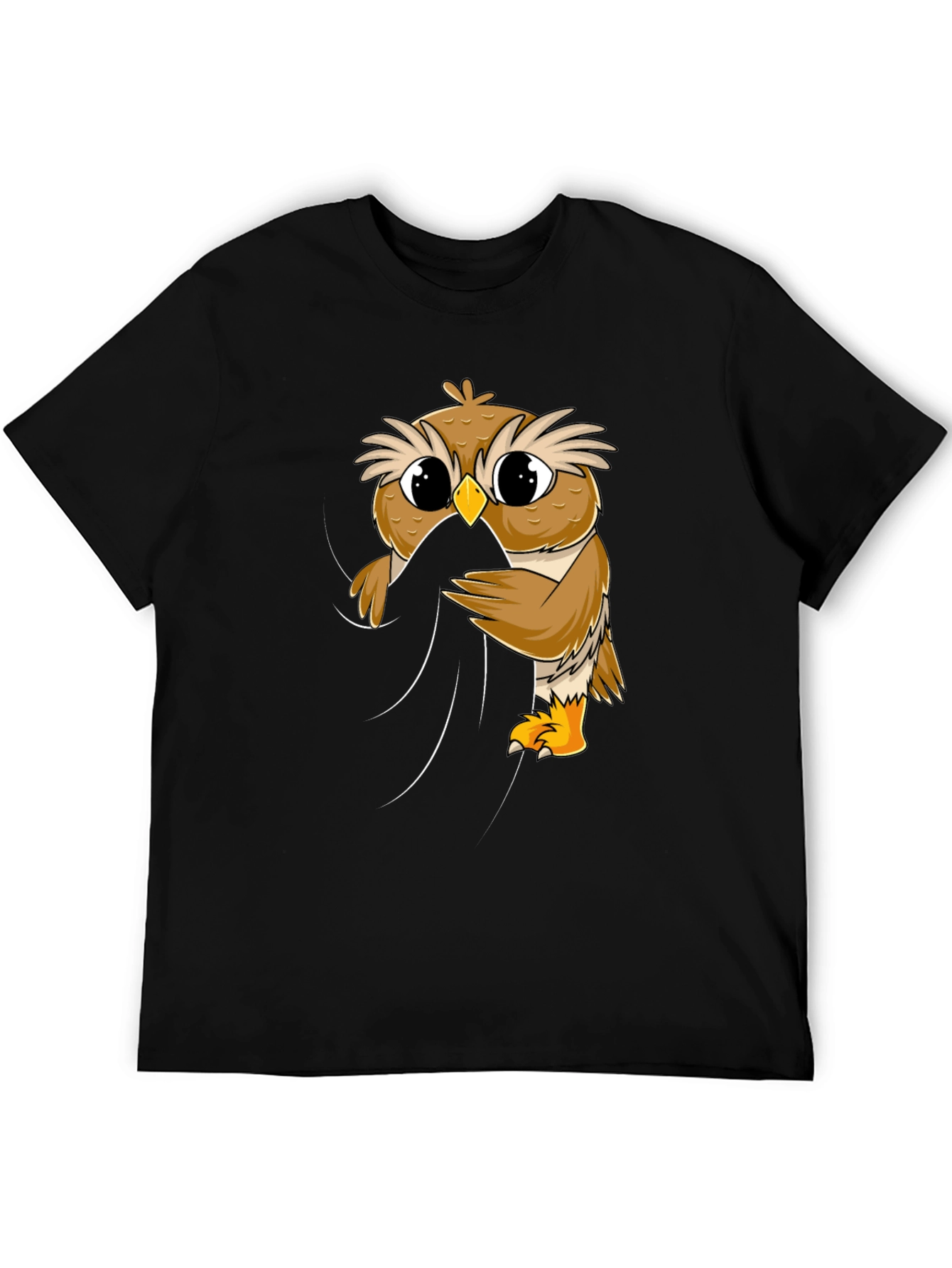 Cute Owl Peeking Black T-Shirt
