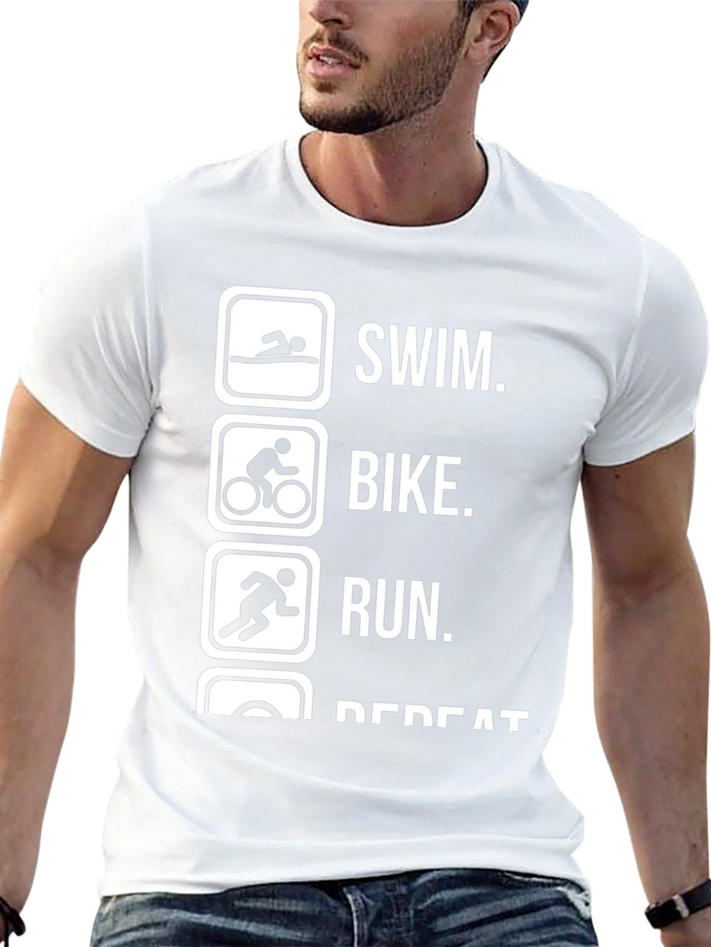 Triathlon Training T-Shirt: Swim Bike Run Repeat