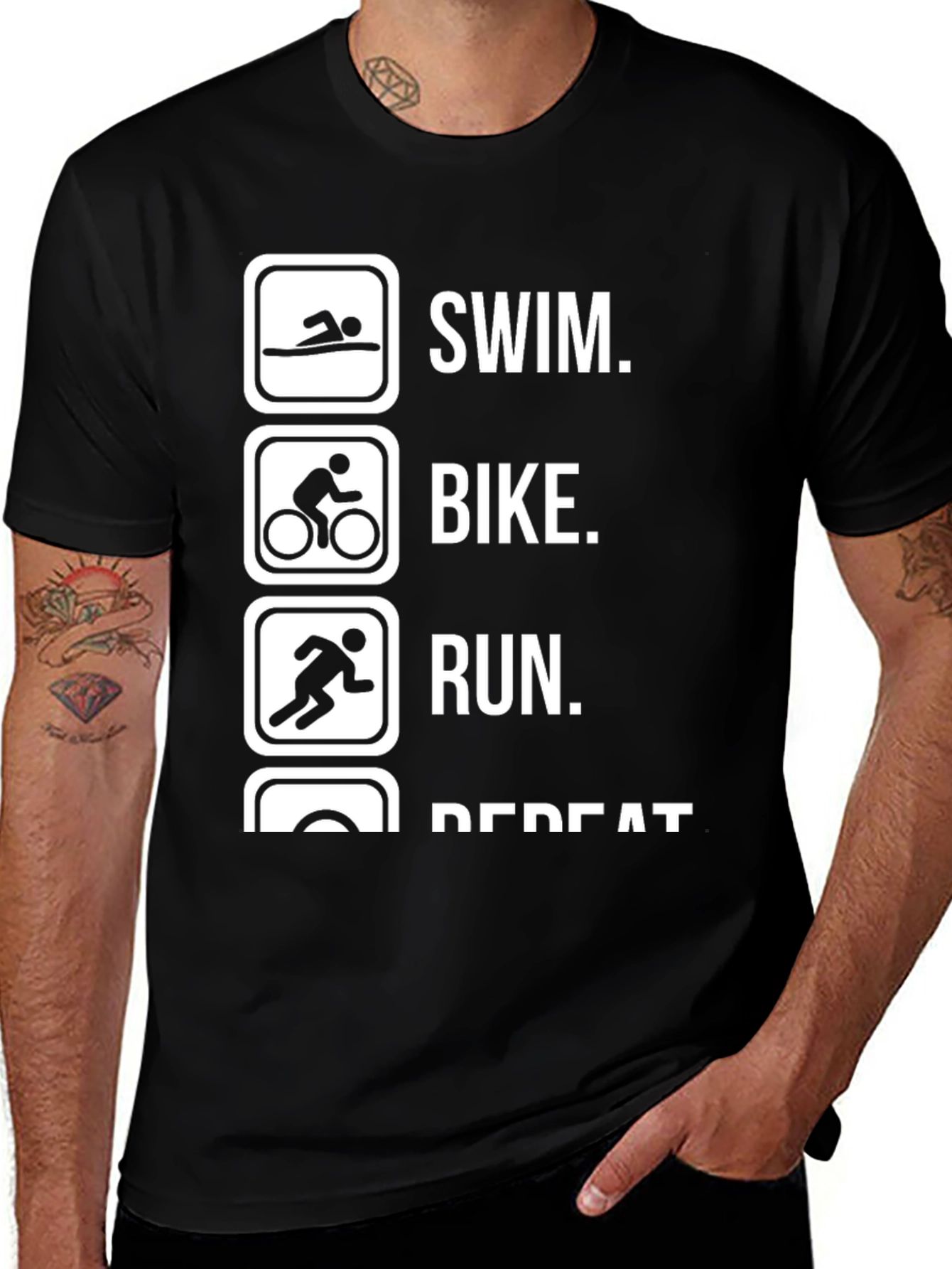 Triathlon Training T-Shirt: Swim Bike Run Repeat