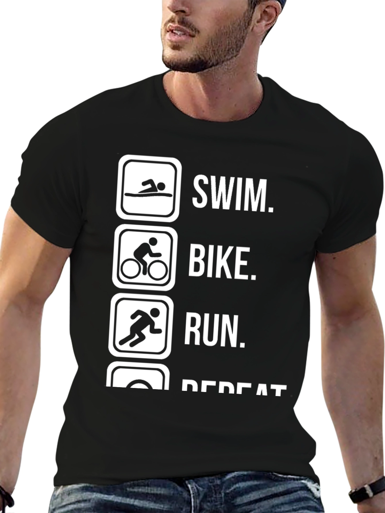 Triathlon Training T-Shirt: Swim Bike Run Repeat
