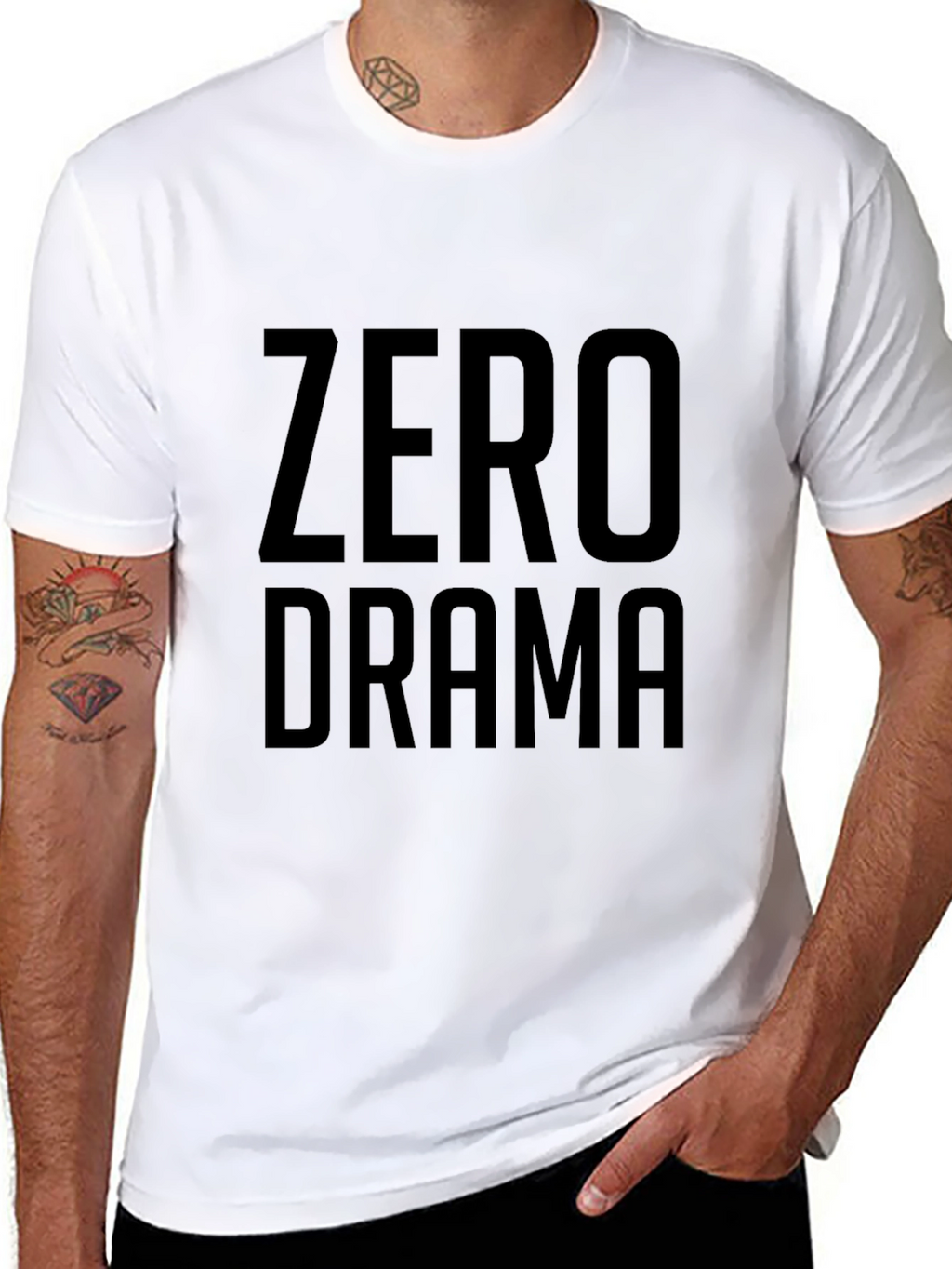 Zero Drama Black Graphic T-Shirt - Mens Casual Tee