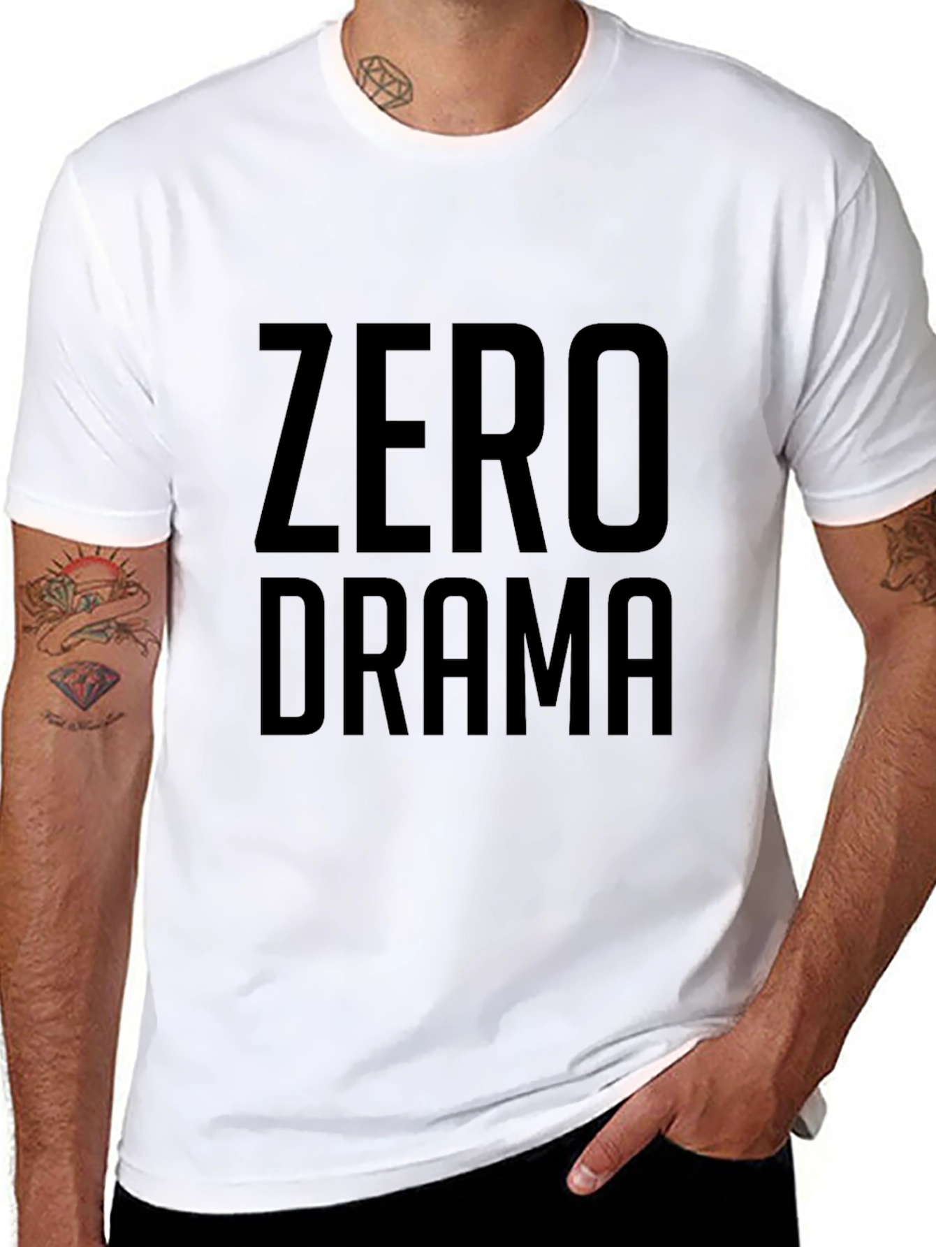 Zero Drama Black Graphic T-Shirt - Mens Casual Tee