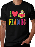 I Love Reading T-Shirt with Bookworm Design