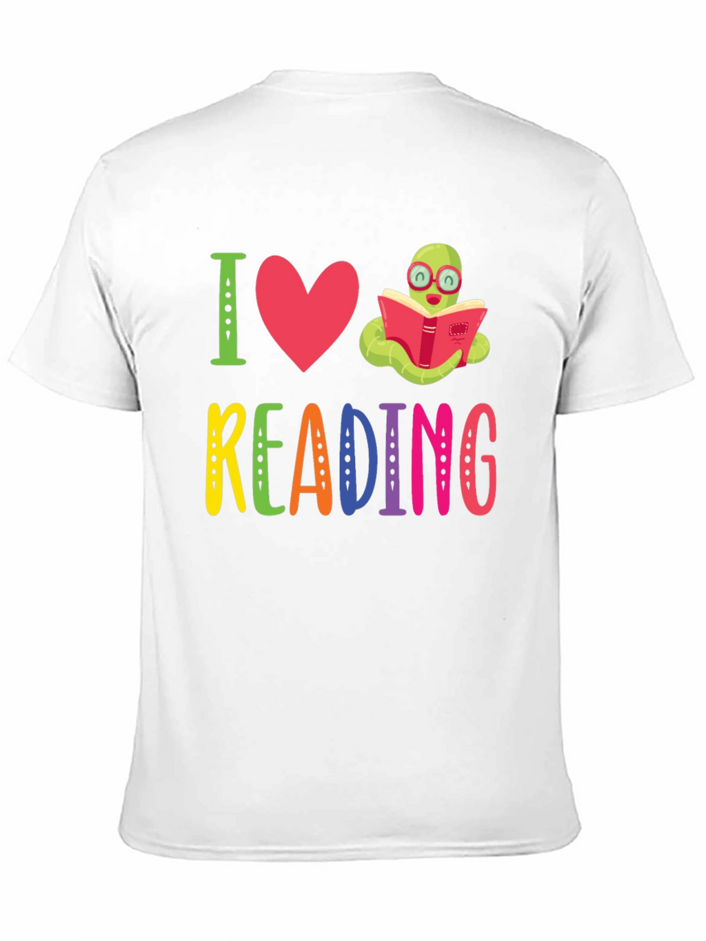 I Love Reading T-Shirt with Bookworm Design