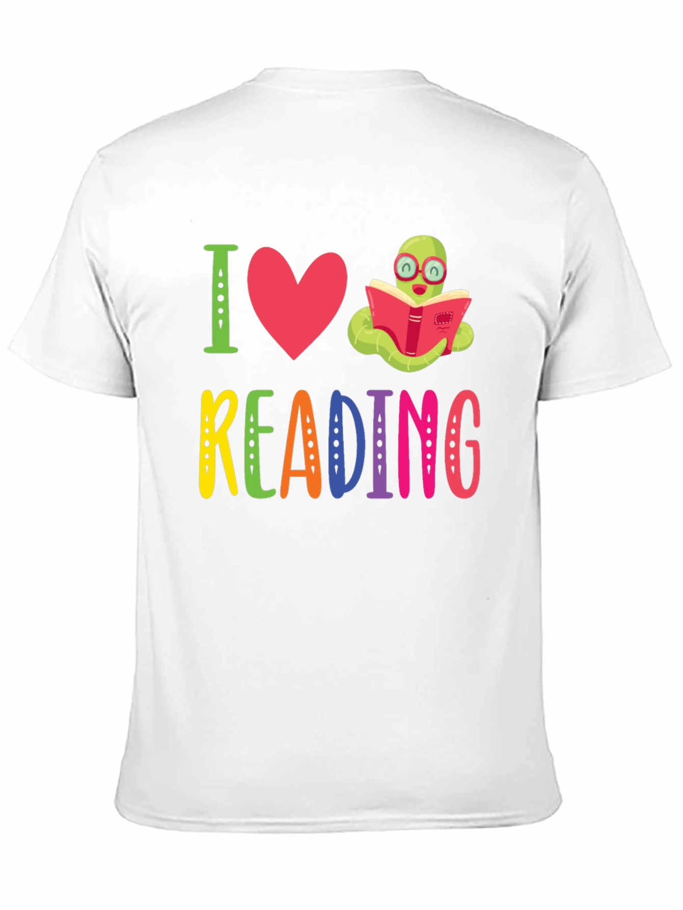 I Love Reading T-Shirt with Bookworm Design