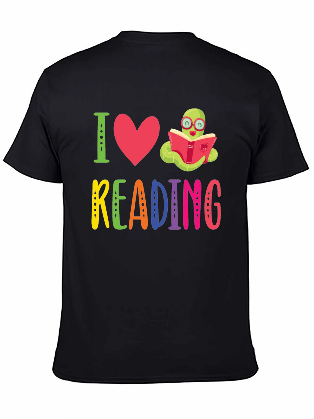 I Love Reading T-Shirt with Bookworm Design