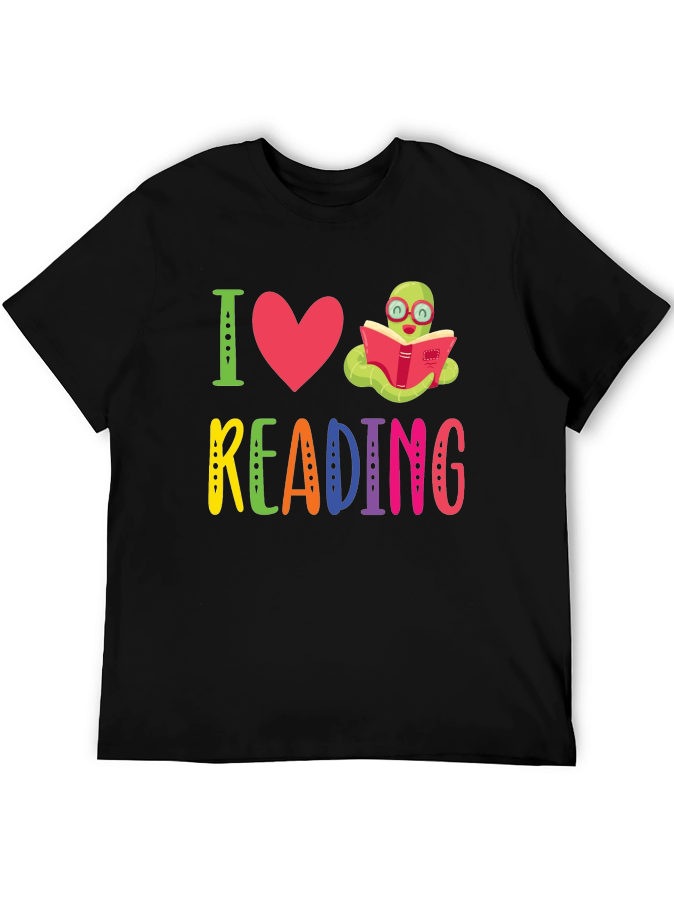I Love Reading T-Shirt with Bookworm Design