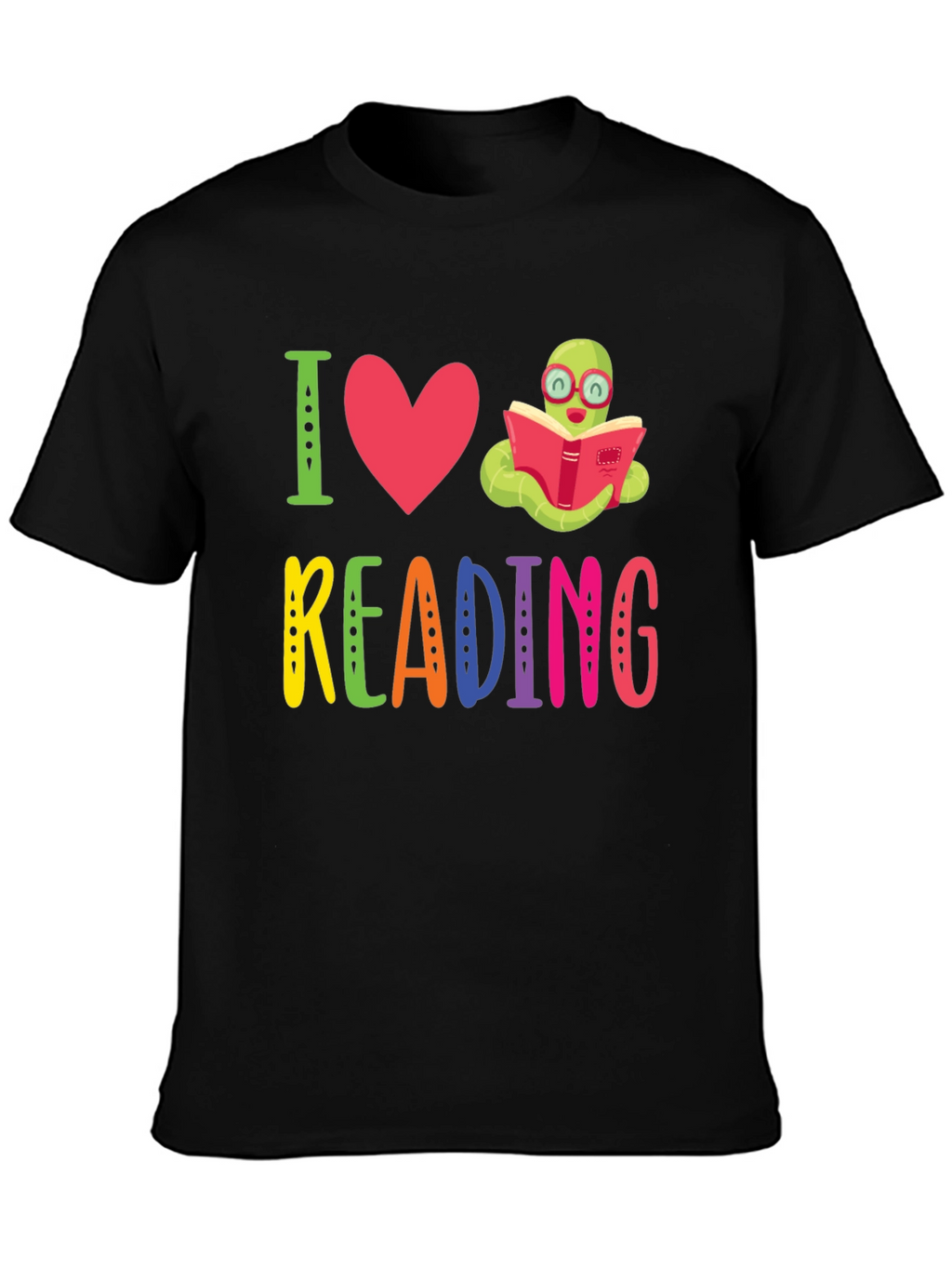I Love Reading T-Shirt with Bookworm Design