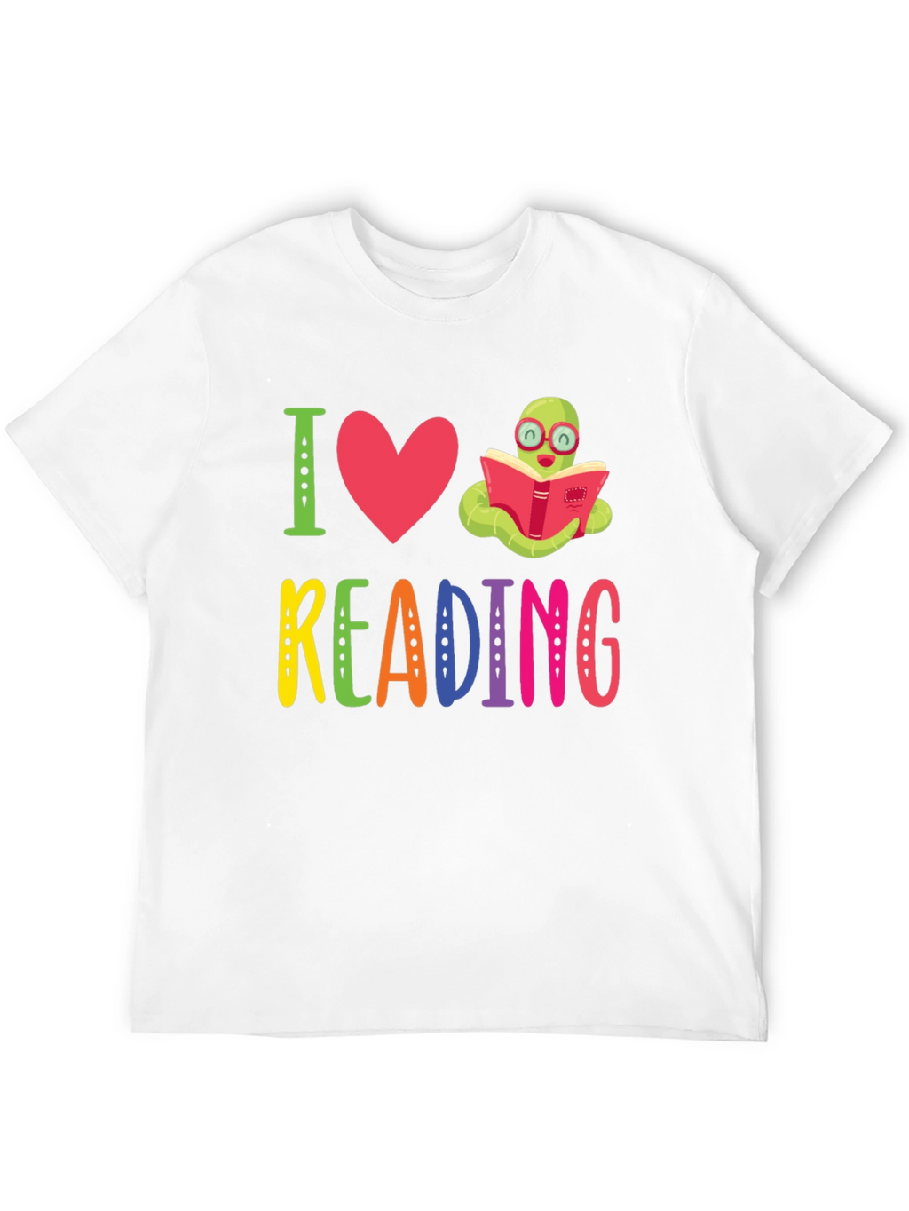 I Love Reading T-Shirt with Bookworm Design