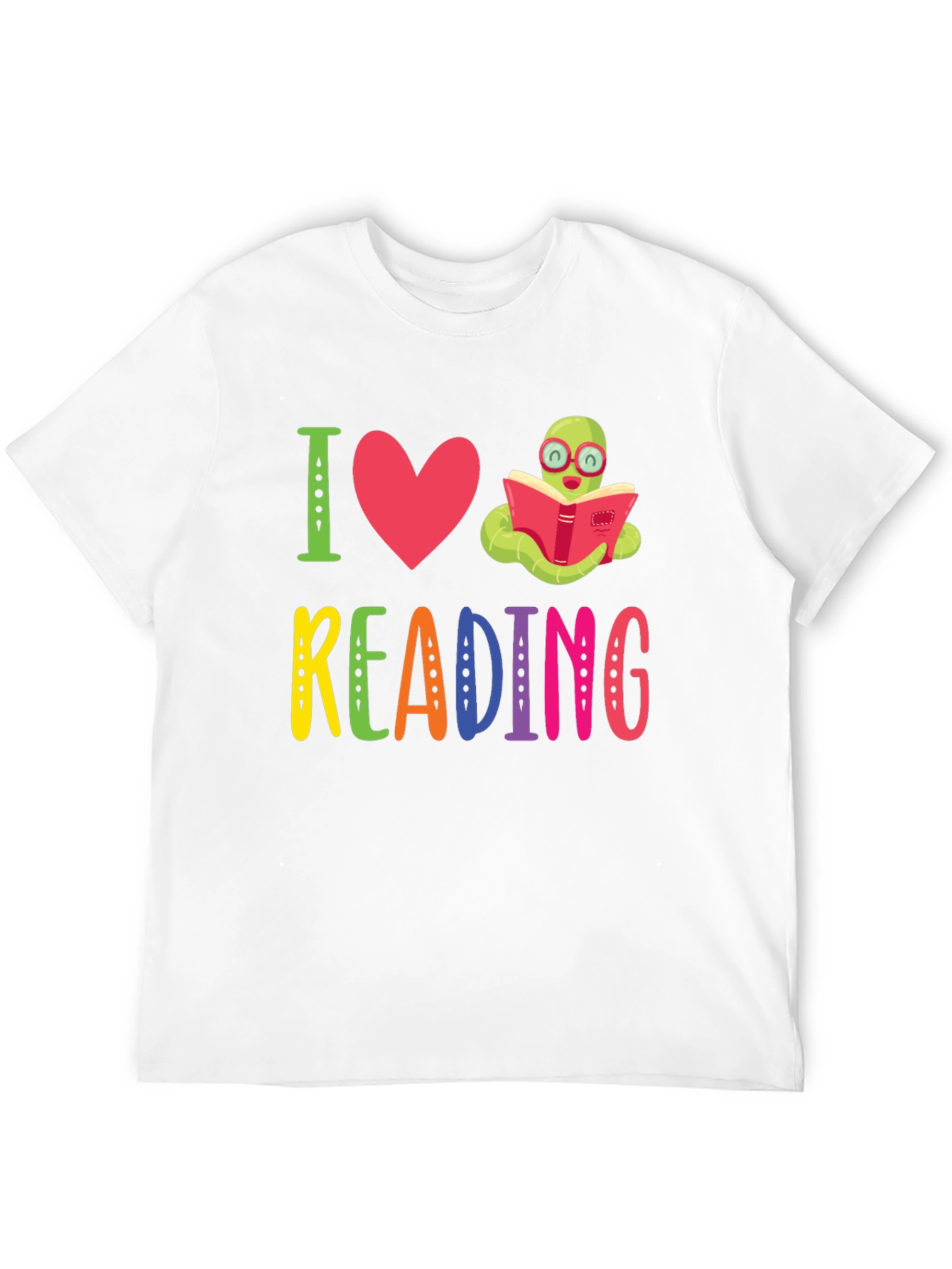I Love Reading T-Shirt with Bookworm Design