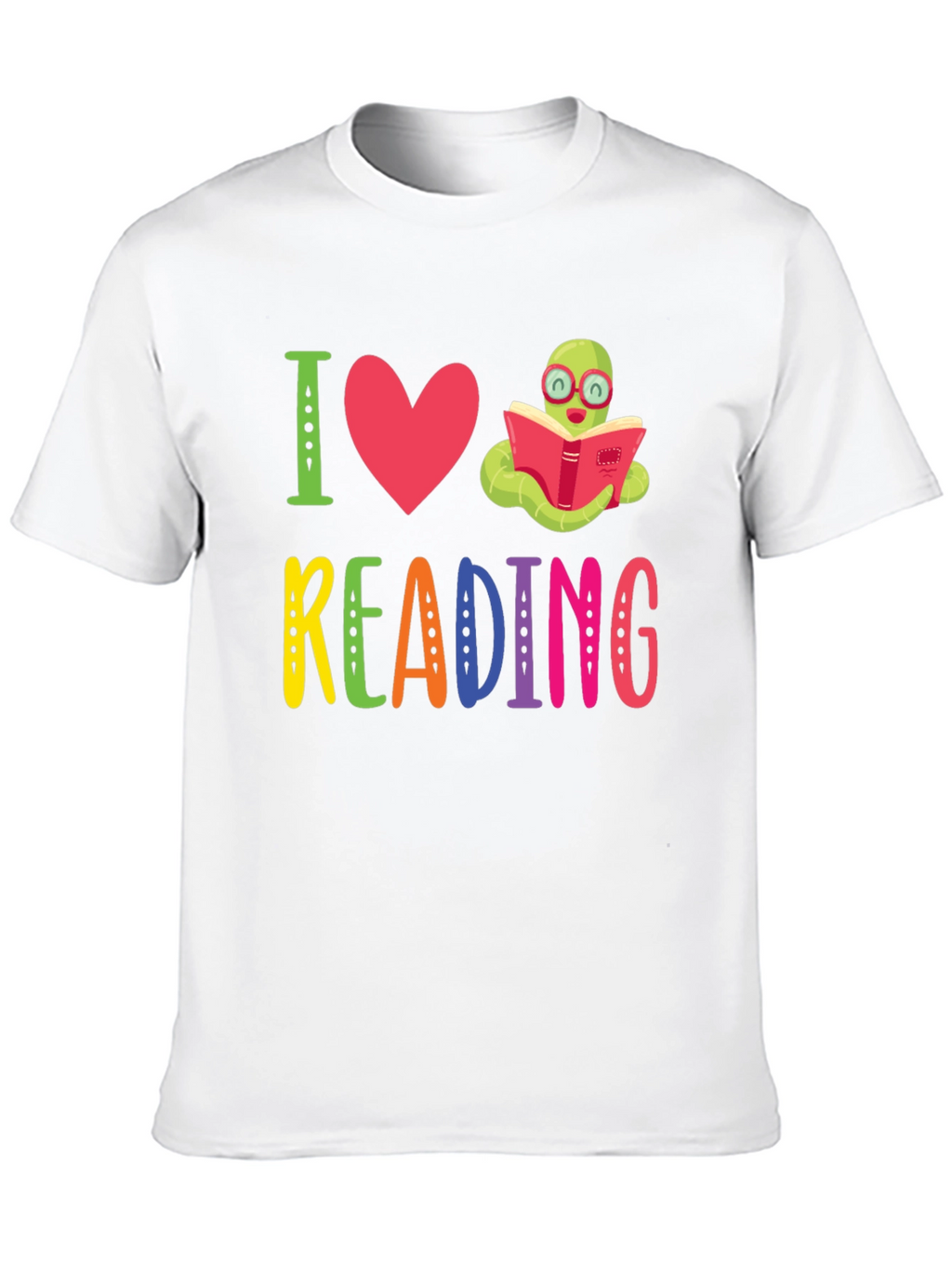 I Love Reading T-Shirt with Bookworm Design