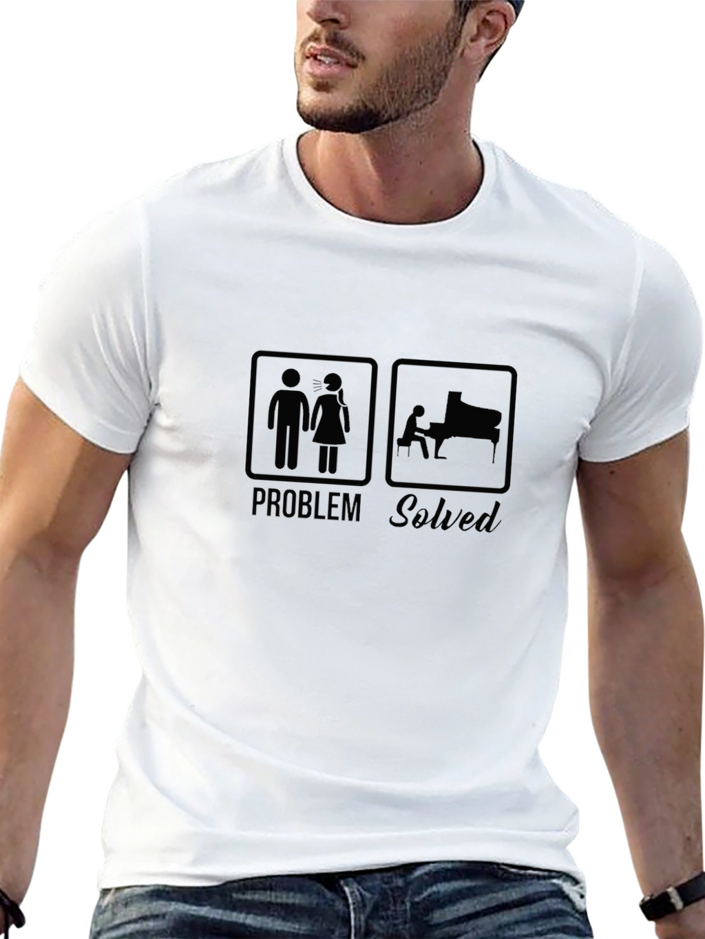 Problem Solved Piano Player Graphic T-Shirt