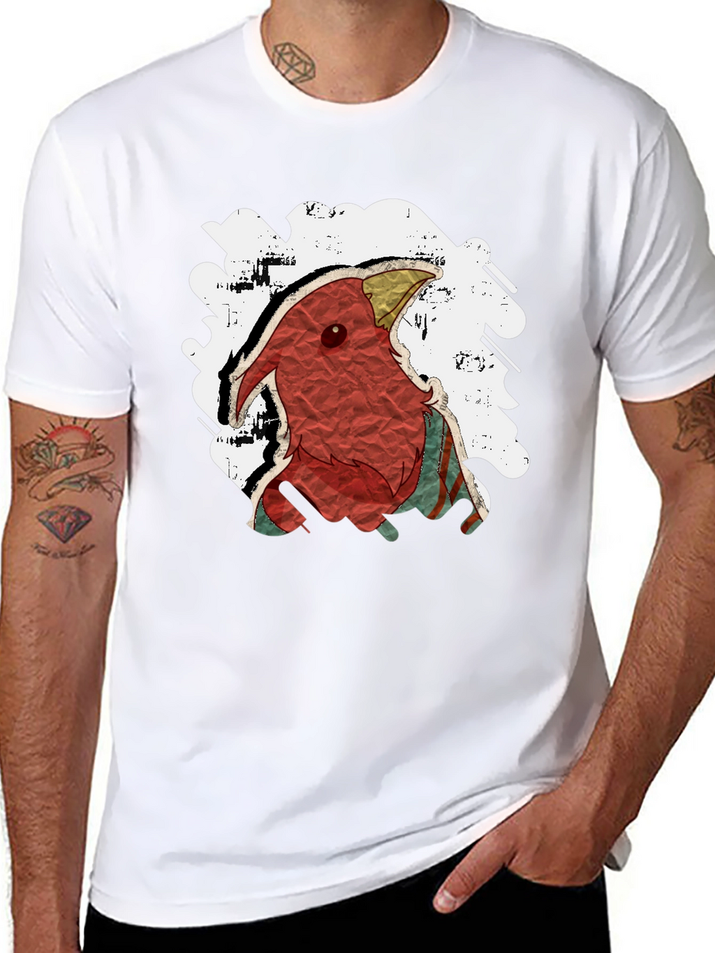Abstract Bird Graphic Tee - Black