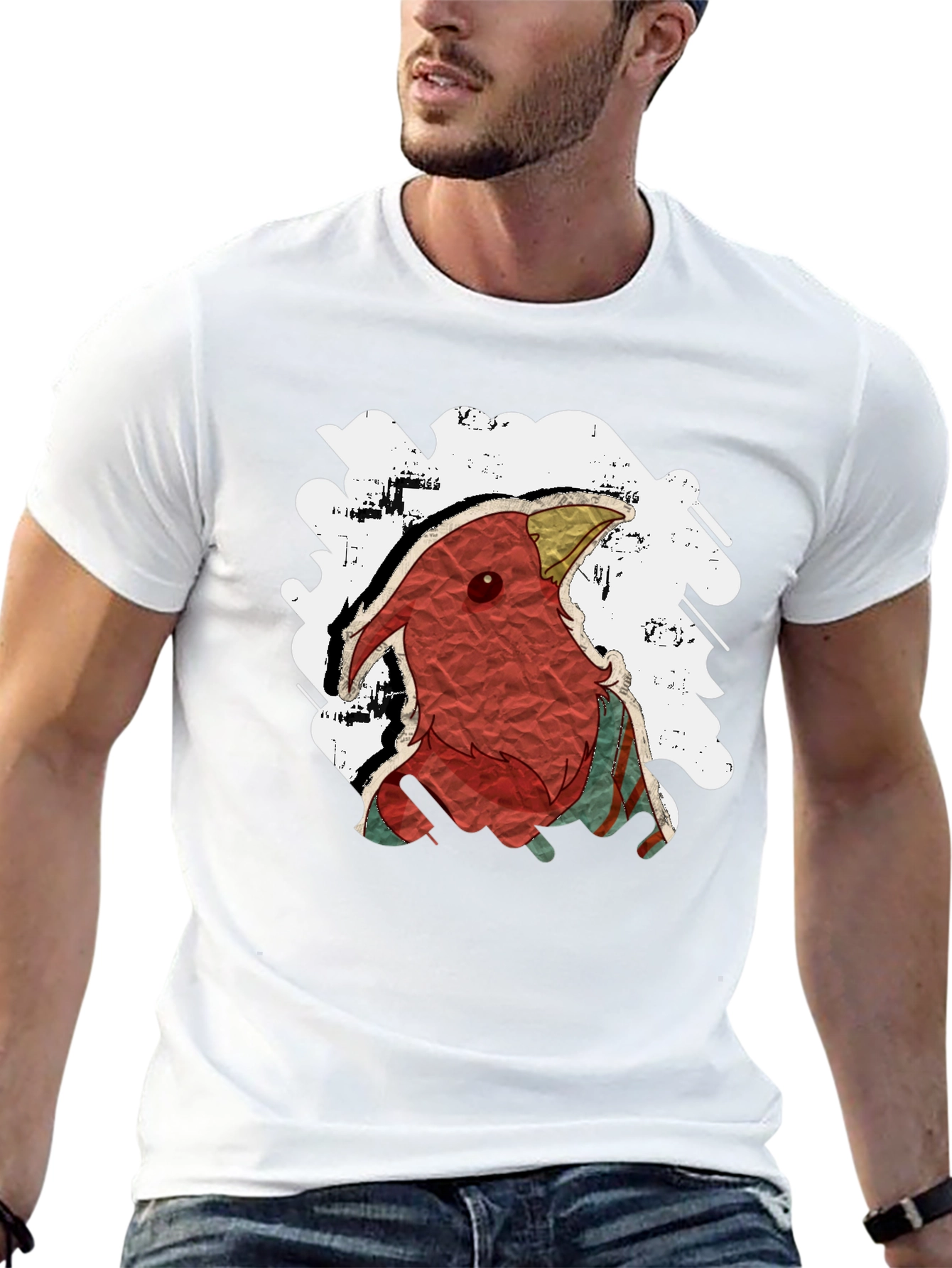 Abstract Bird Graphic Tee - Black
