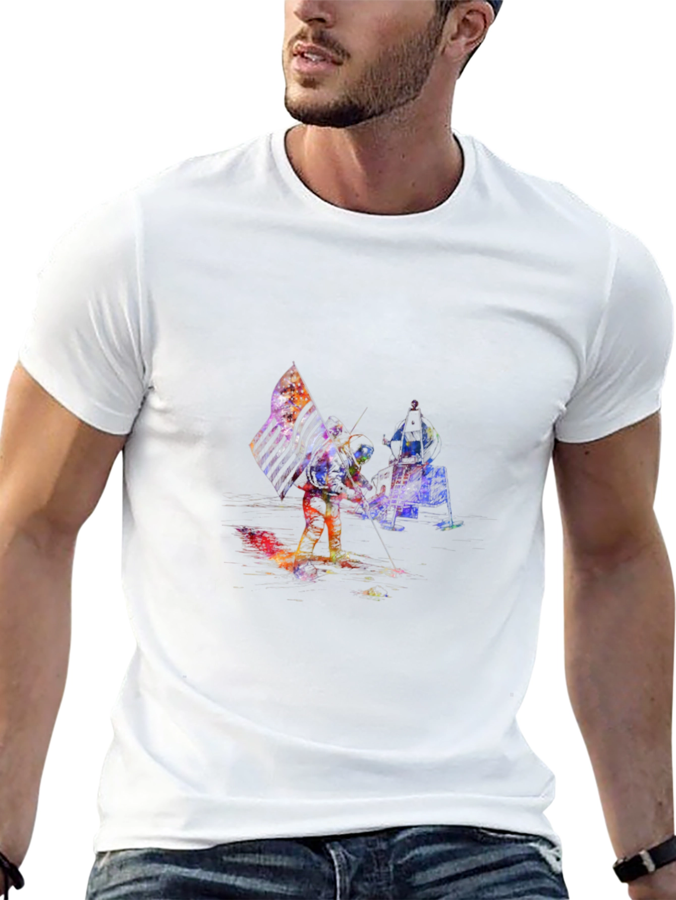 Astronaut American Flag Graphic T-Shirt