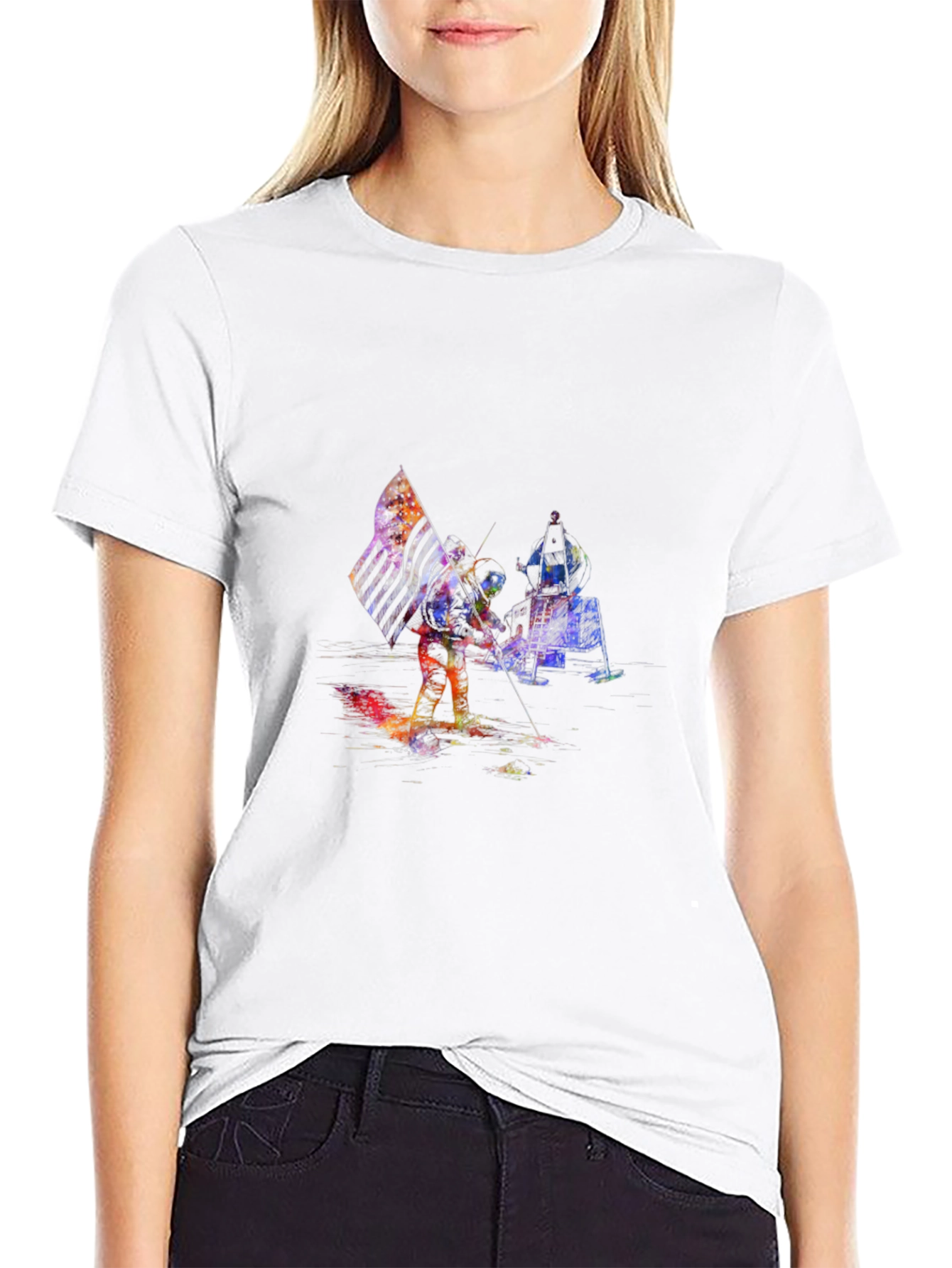 Astronaut American Flag Graphic T-Shirt