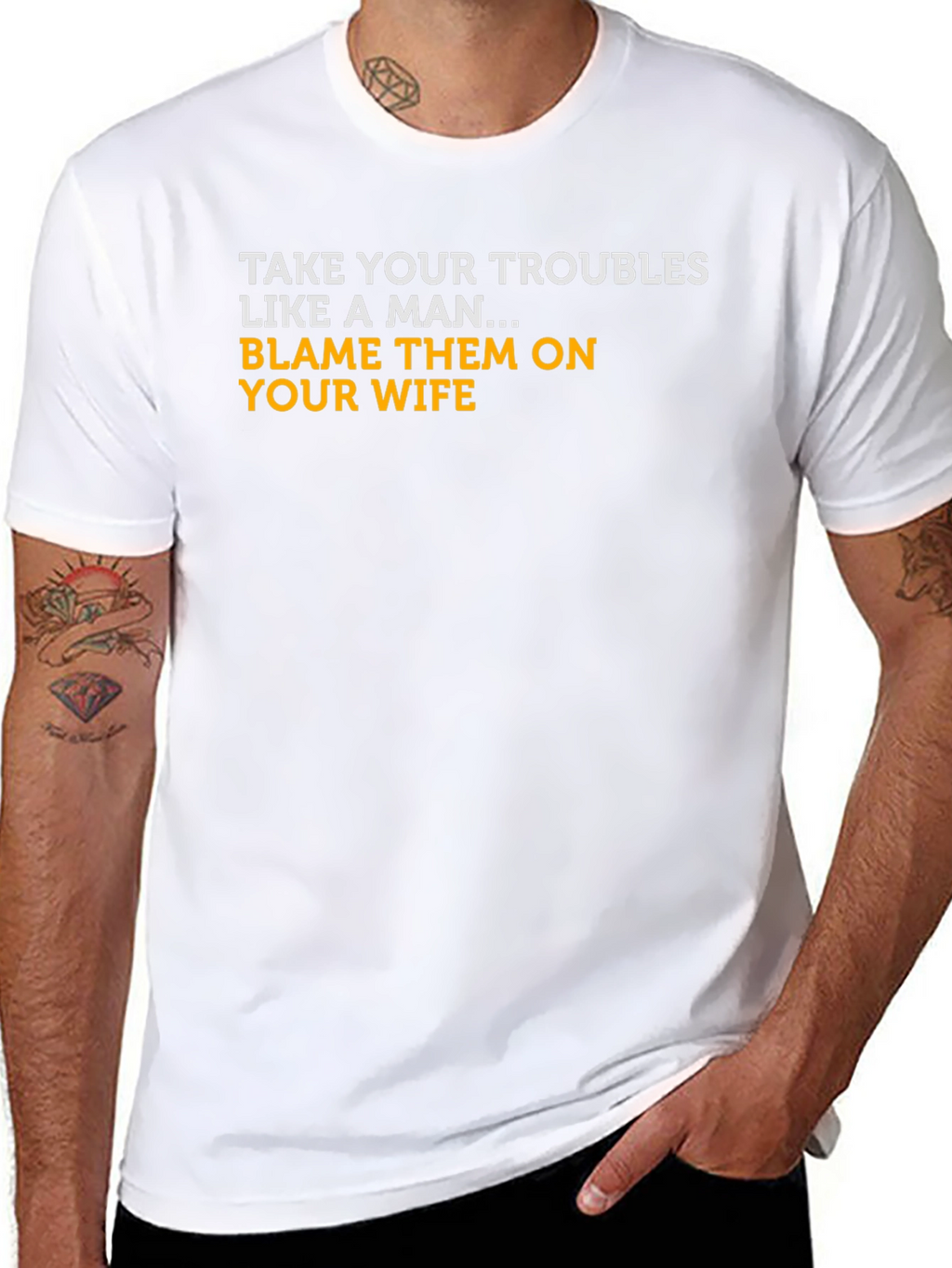 Mens Black T-Shirt: Blame Your Wife