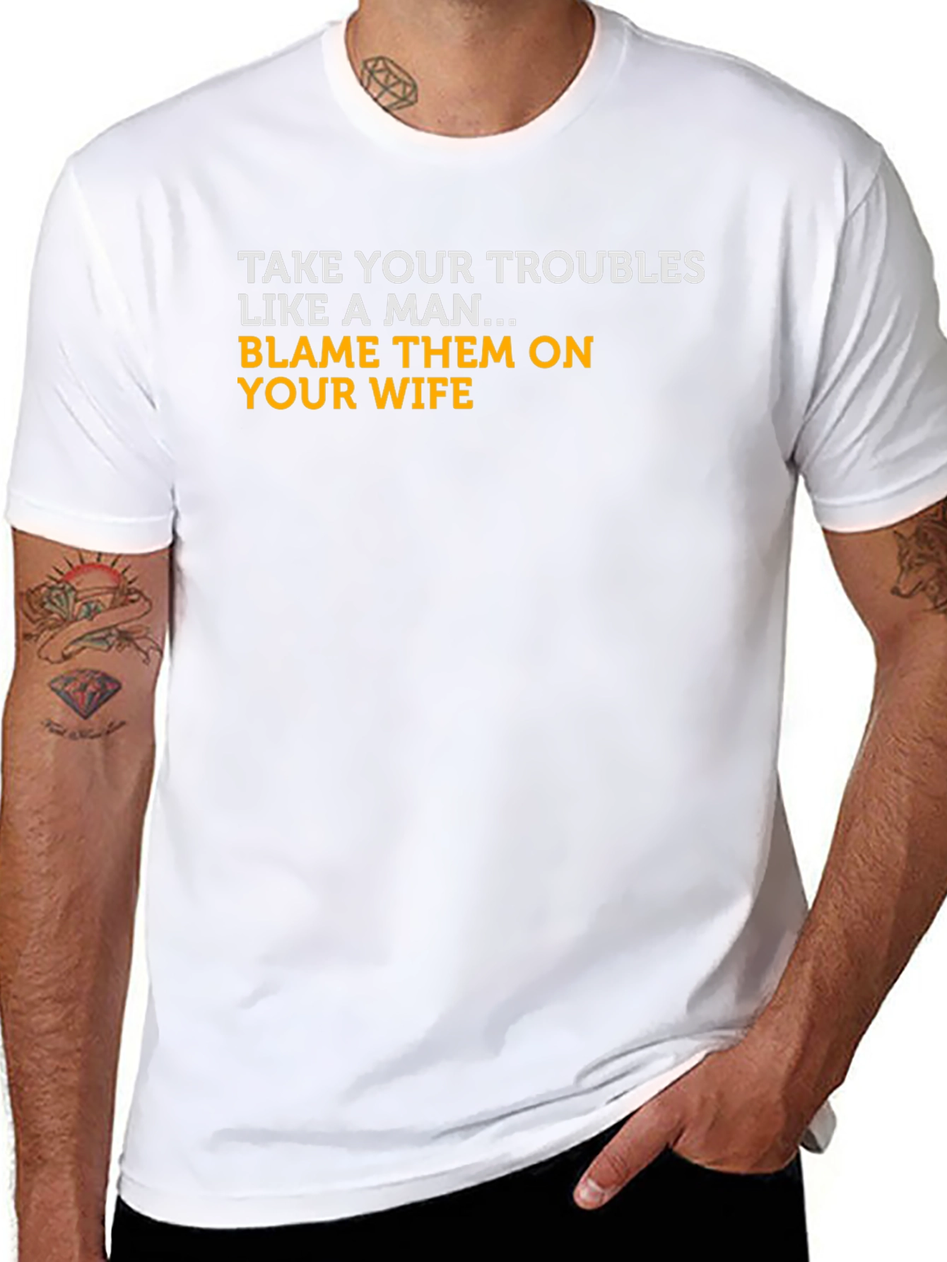 Mens Black T-Shirt: Blame Your Wife