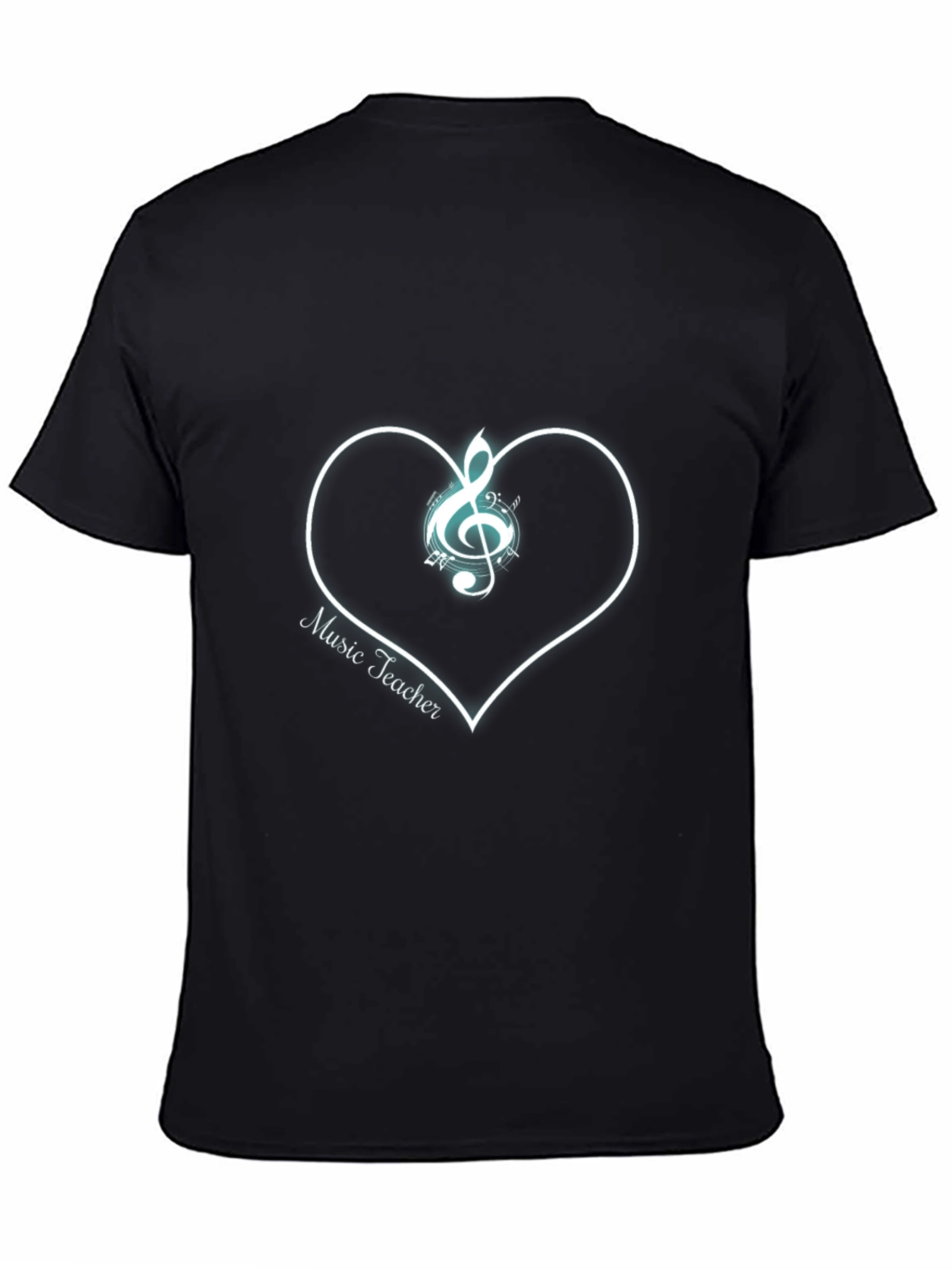 Music Teacher T-Shirt Treble Clef Heart Graphic Tee Black