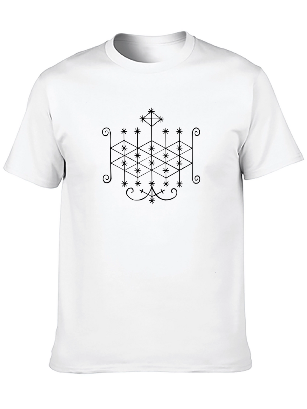 Mens Black Graphic Tee with Voodoo Symbol