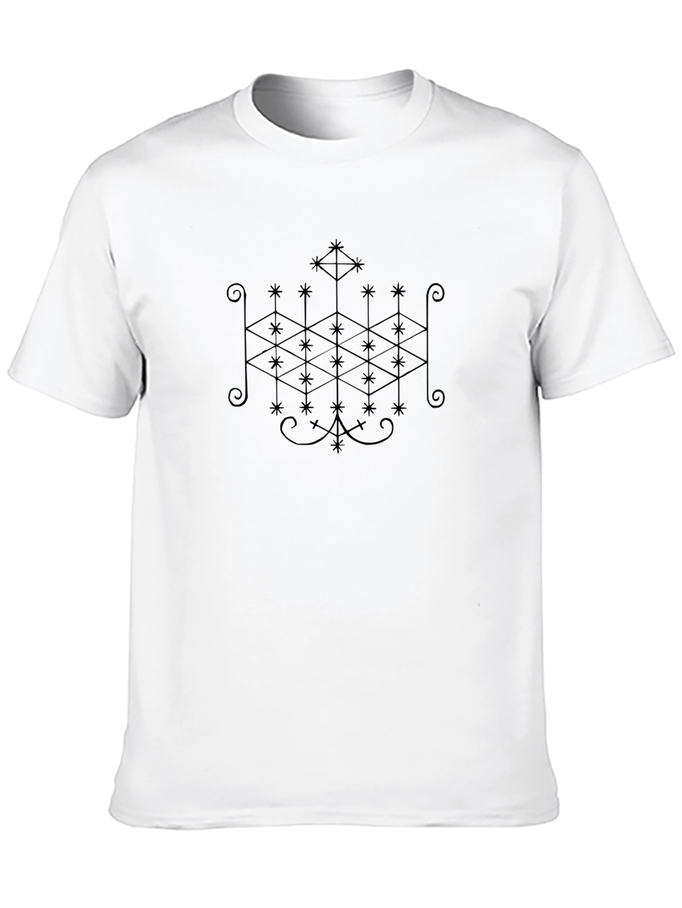 Mens Black Graphic Tee with Voodoo Symbol