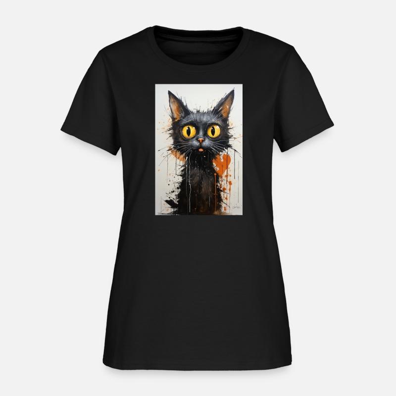 Black Cat, Big Eyes Styled In Dripping Paint
