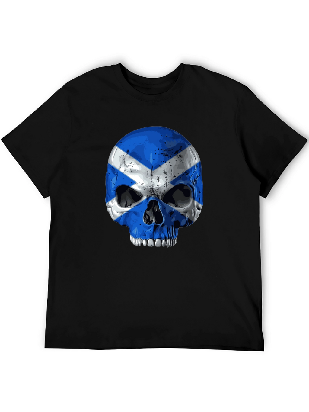 Scottish Flag Skull Graphic Black T-Shirt