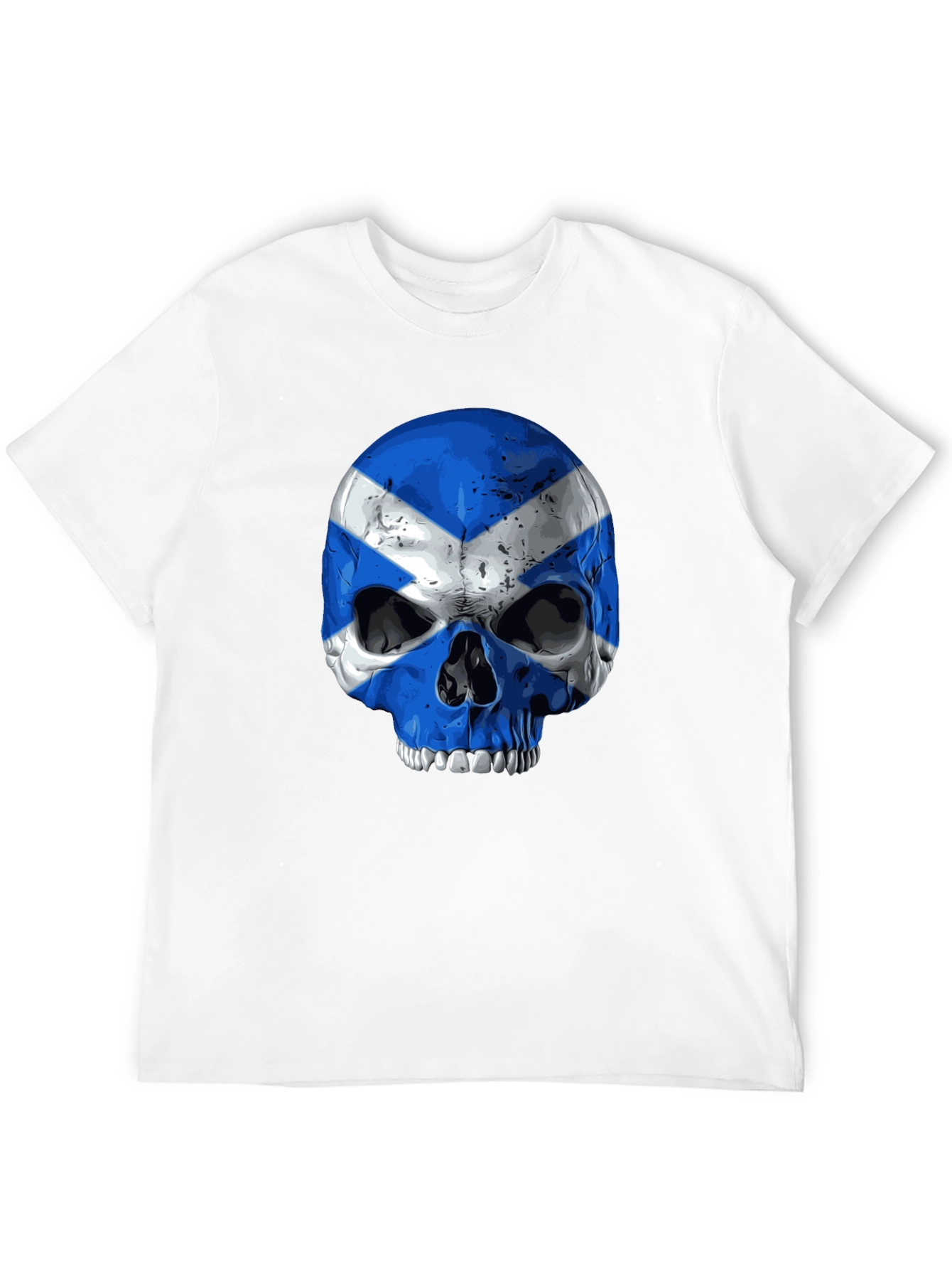Scottish Flag Skull Graphic Black T-Shirt