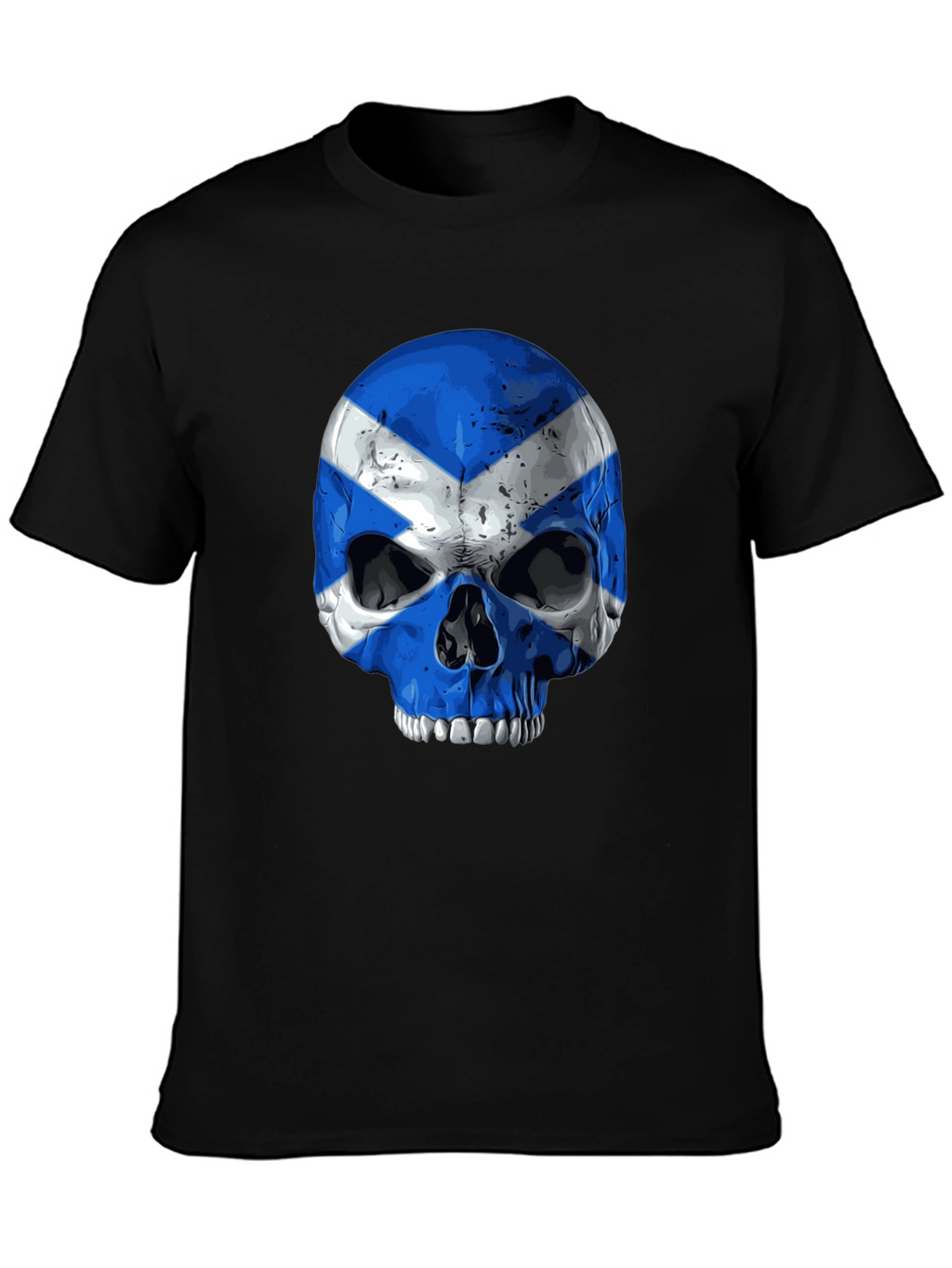 Scottish Flag Skull Graphic Black T-Shirt