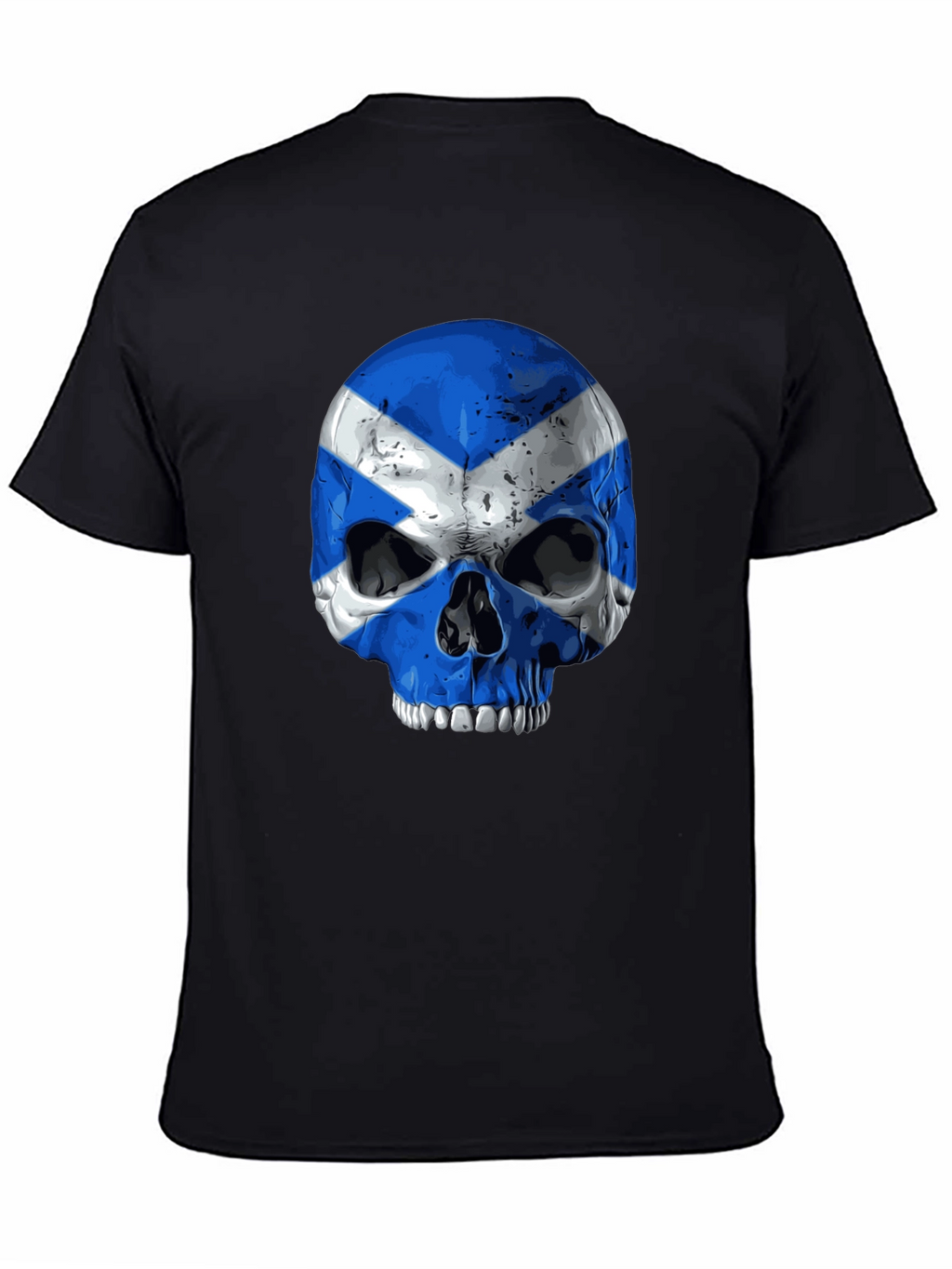 Scottish Flag Skull Graphic Black T-Shirt