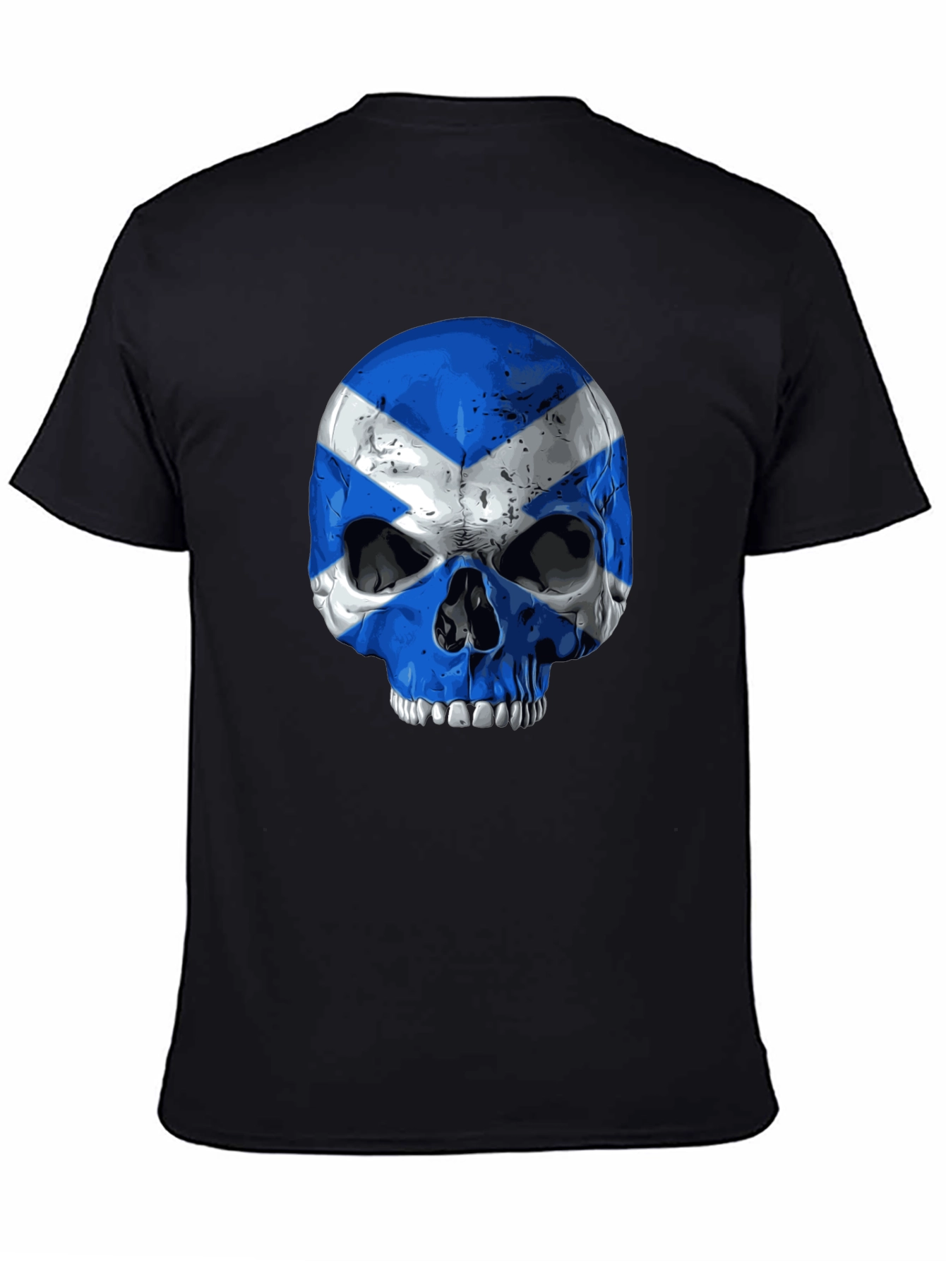Scottish Flag Skull Graphic Black T-Shirt