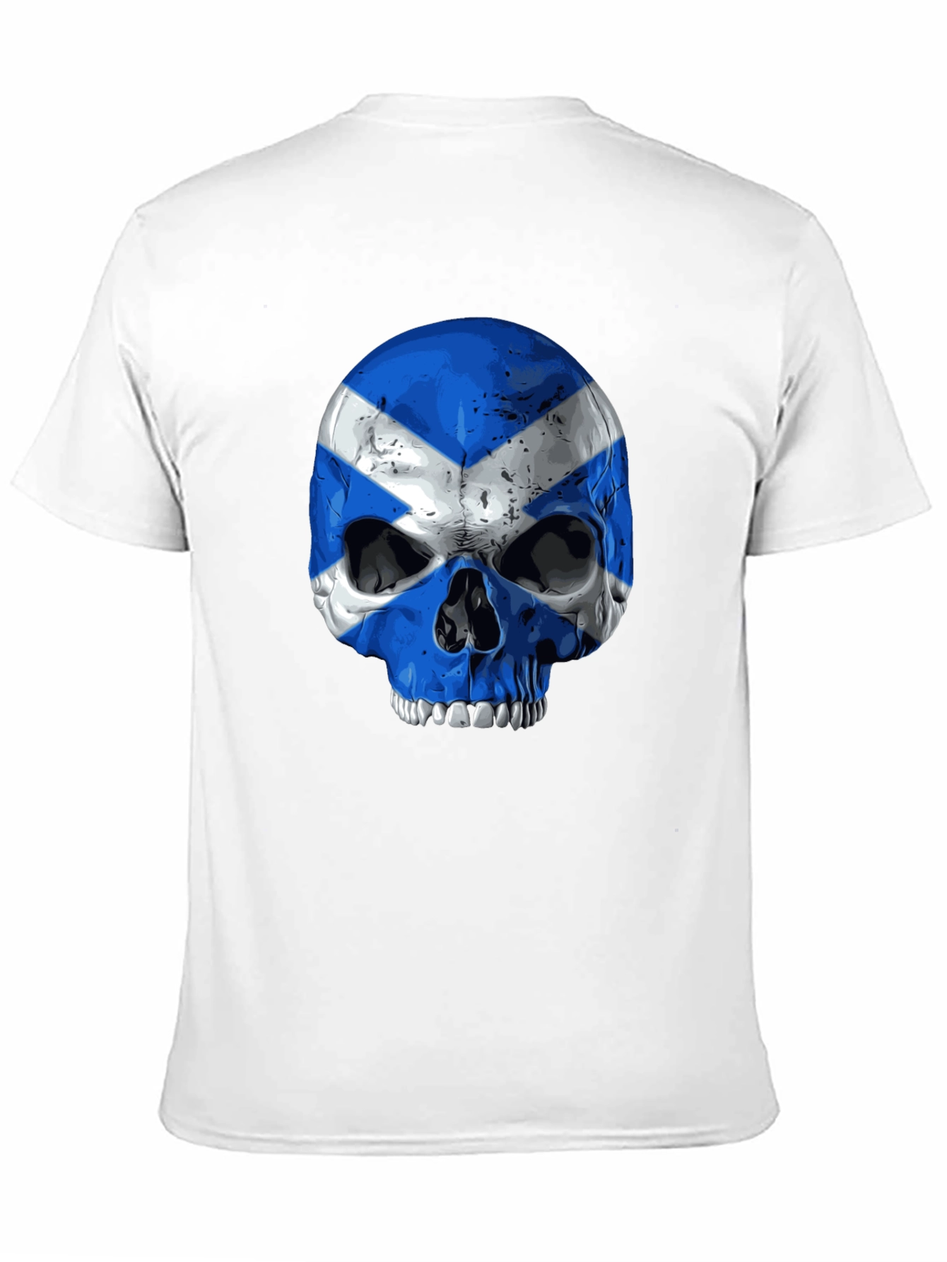 Scottish Flag Skull Graphic Black T-Shirt