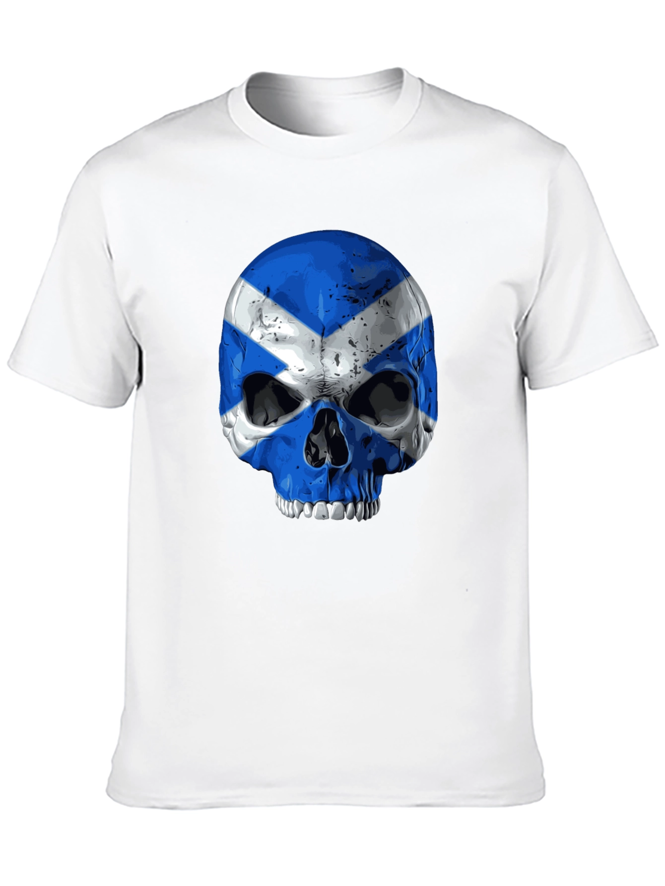 Scottish Flag Skull Graphic Black T-Shirt