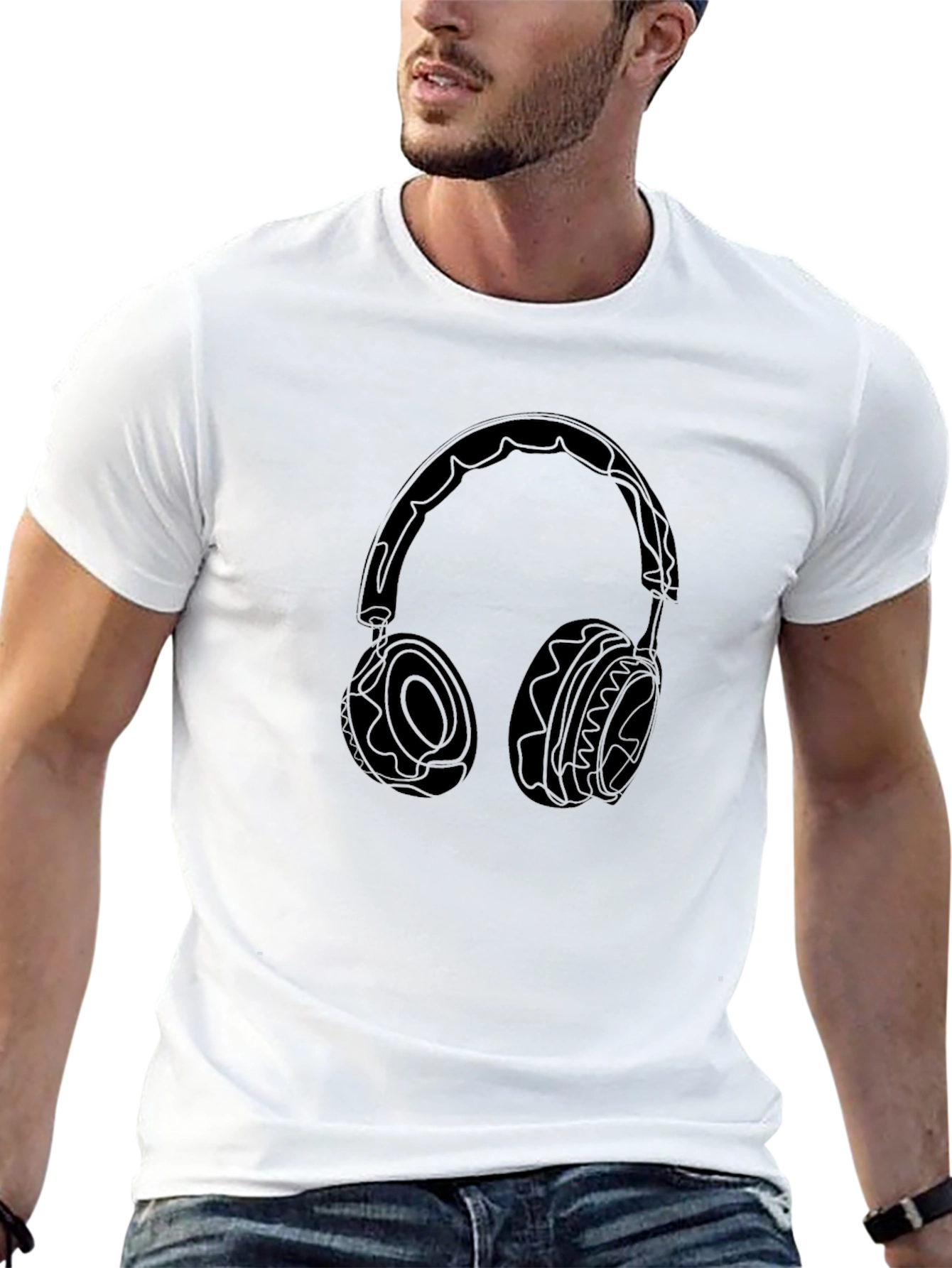 Black Headphones Graphic Tee