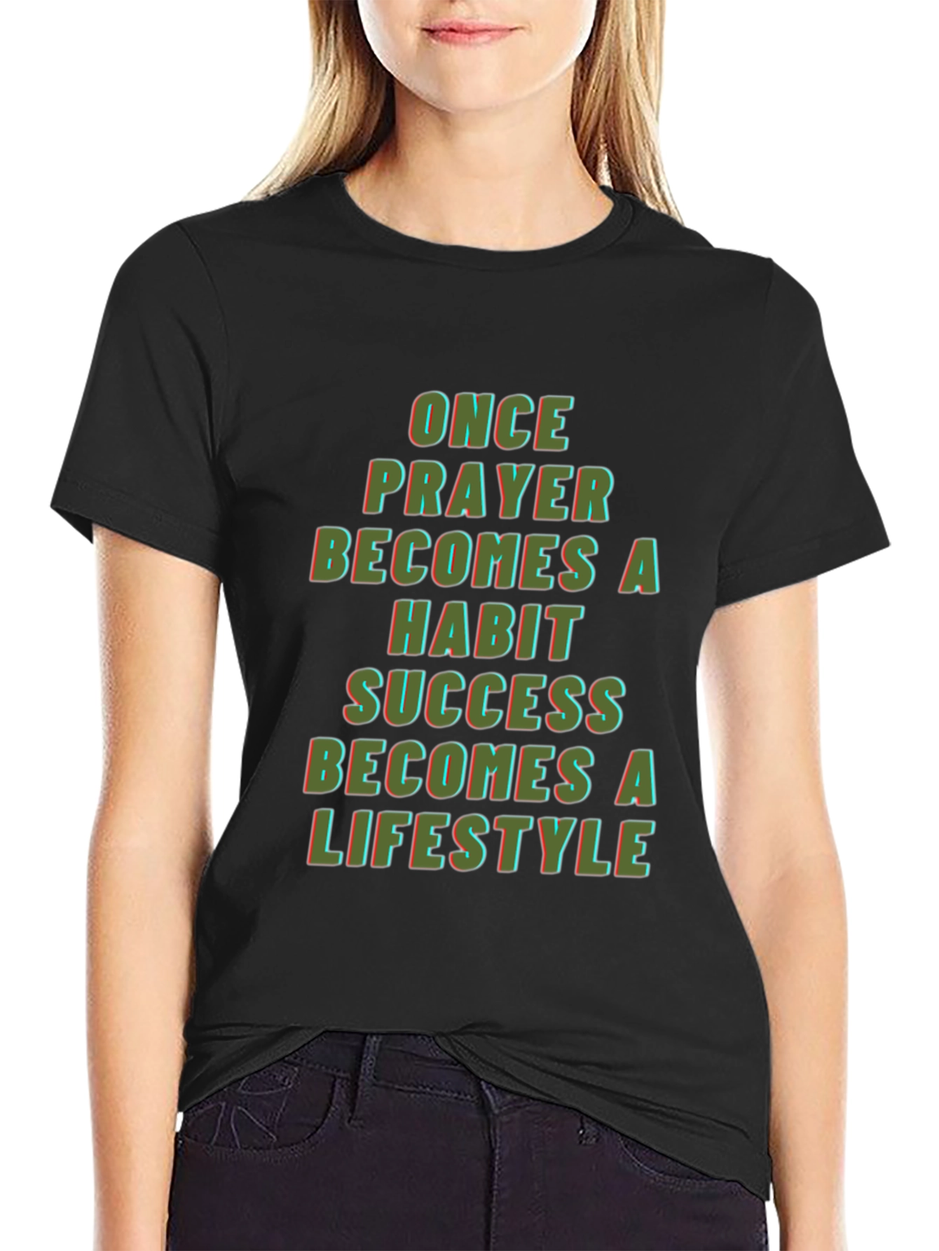Prayer Habit Lifestyle Graphic T-Shirt - Black