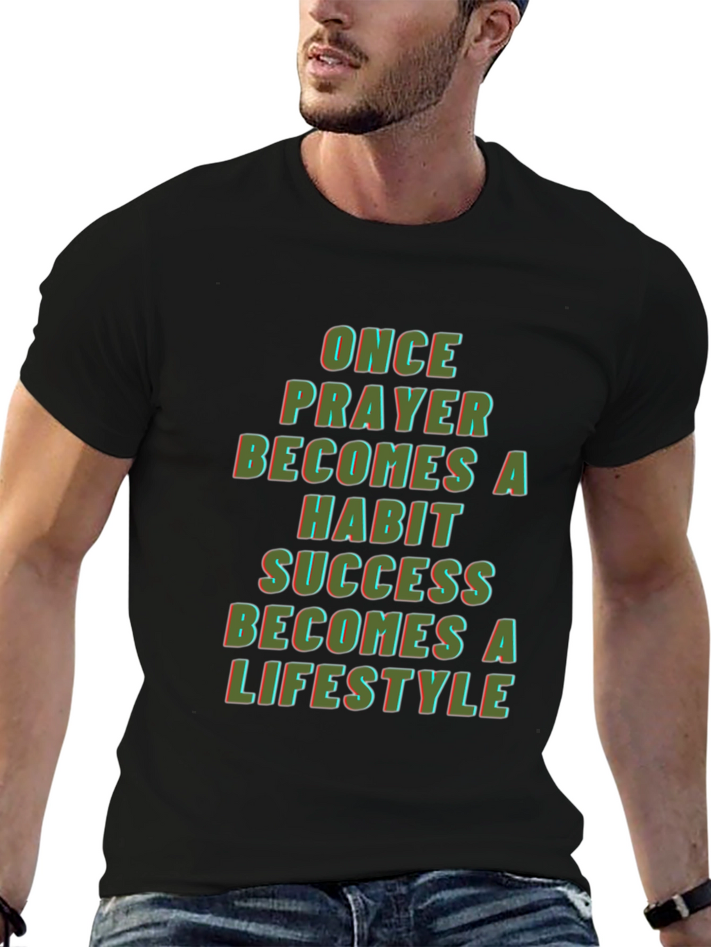 Prayer Habit Lifestyle Graphic T-Shirt - Black